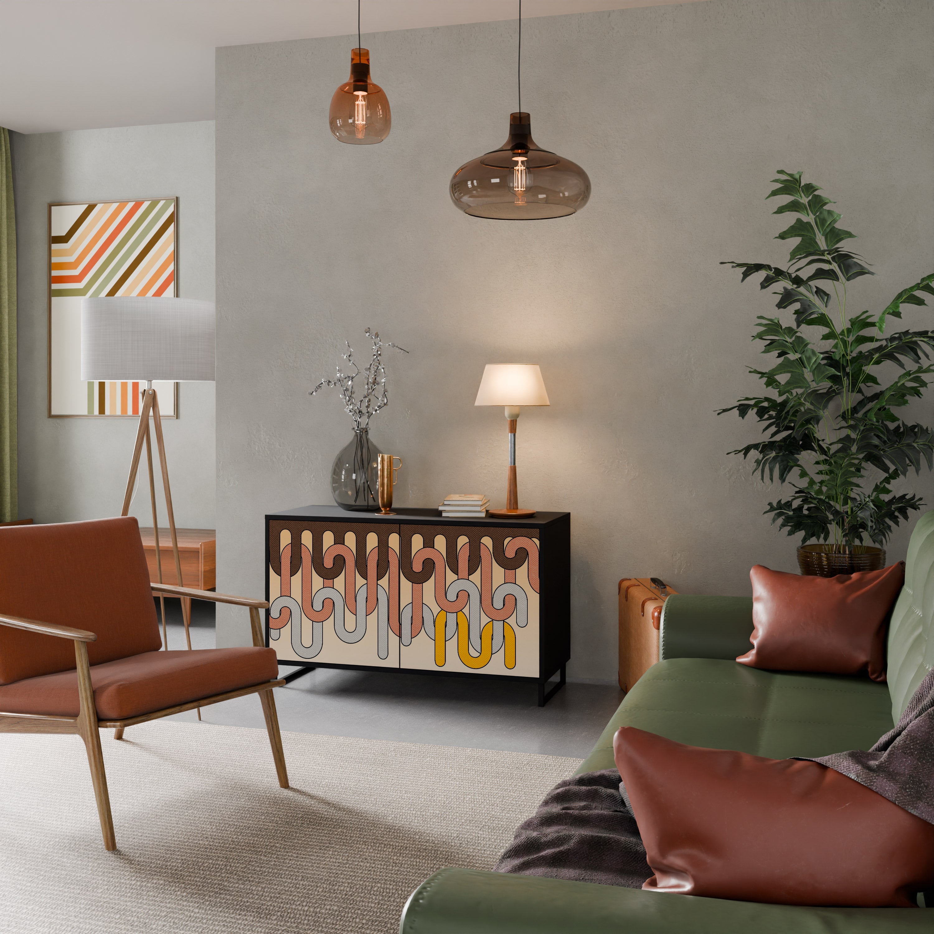 Buffet 2 portes COLORFUL STRINGS en finition noire