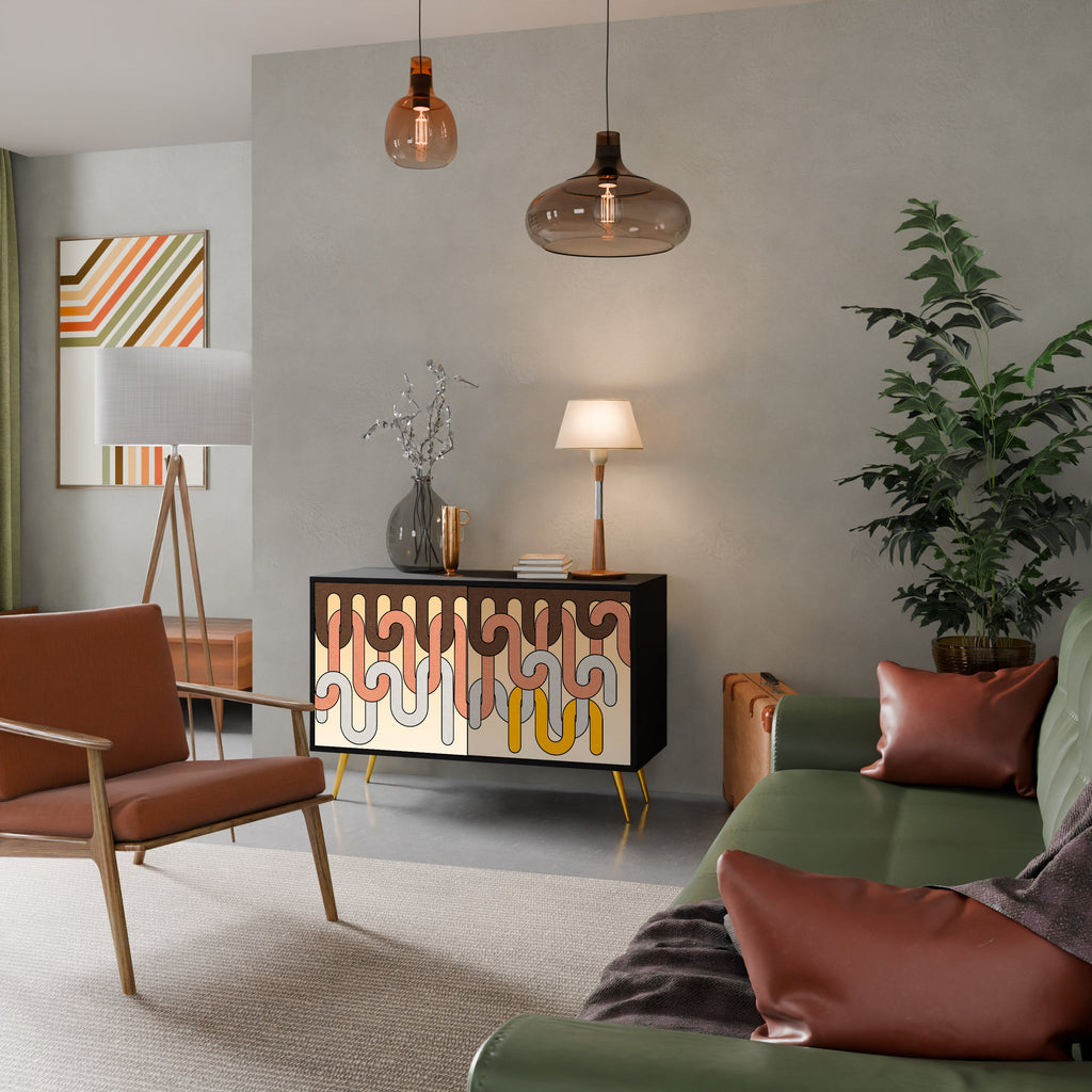 Buffet 2 portes COLORFUL STRINGS en finition noire