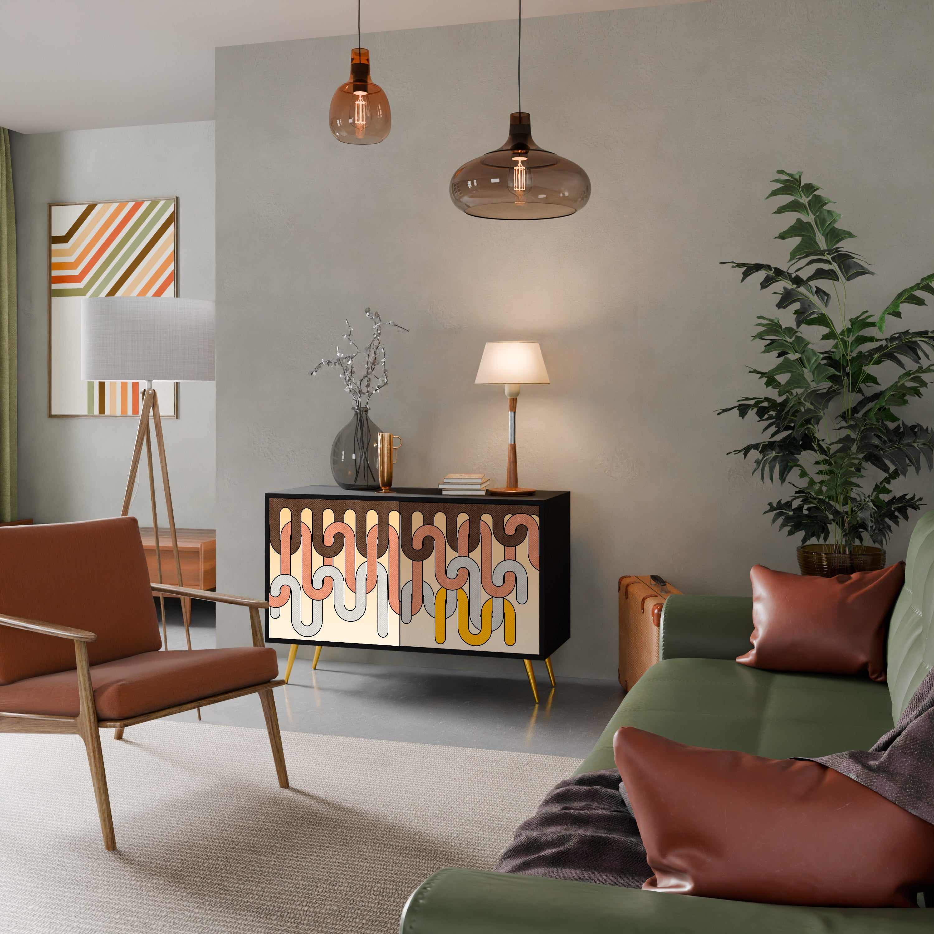 Buffet 2 portes COLORFUL STRINGS en finition noire