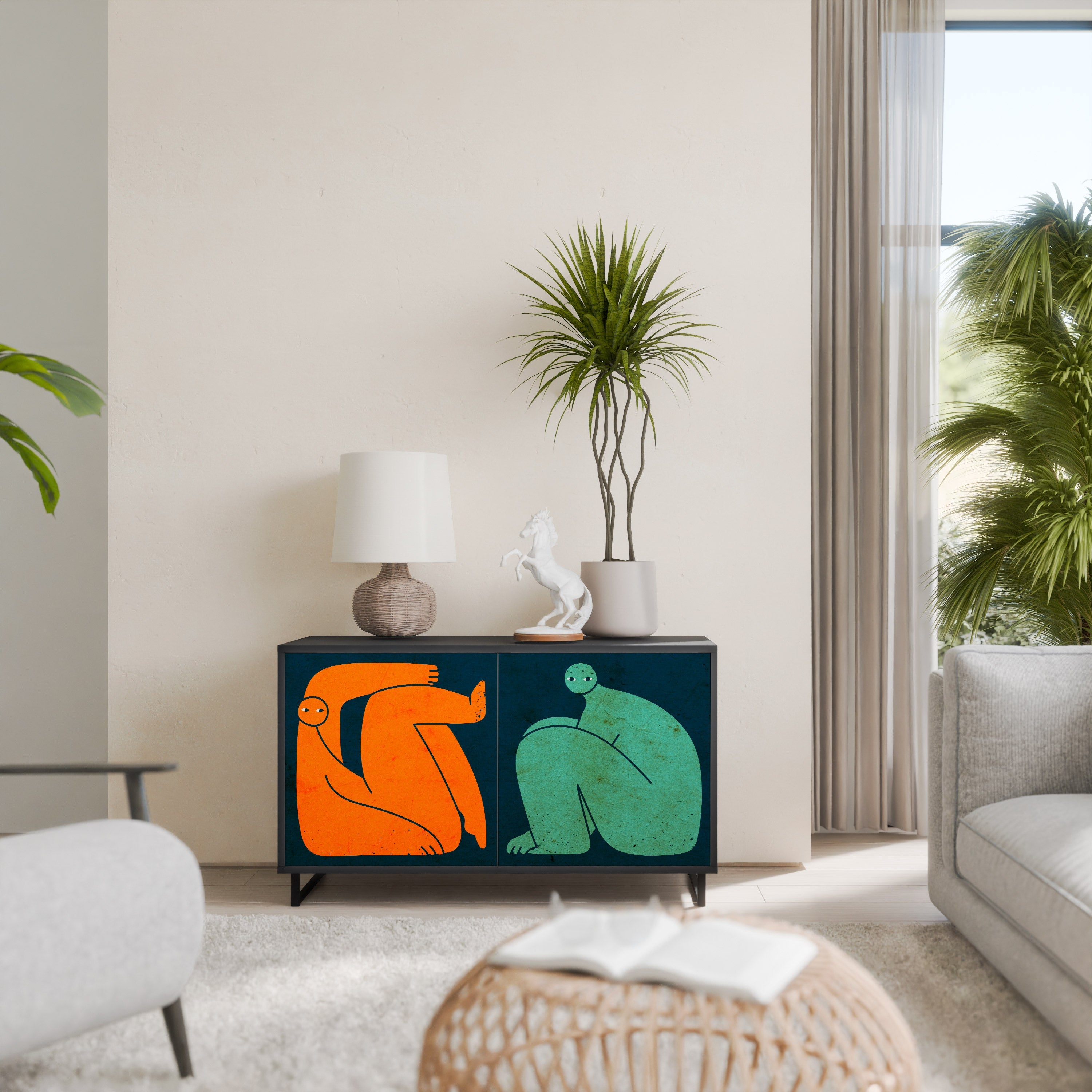 Buffet 2 portes TOGETHER MAIS SÉPARÉMENT en finition noire