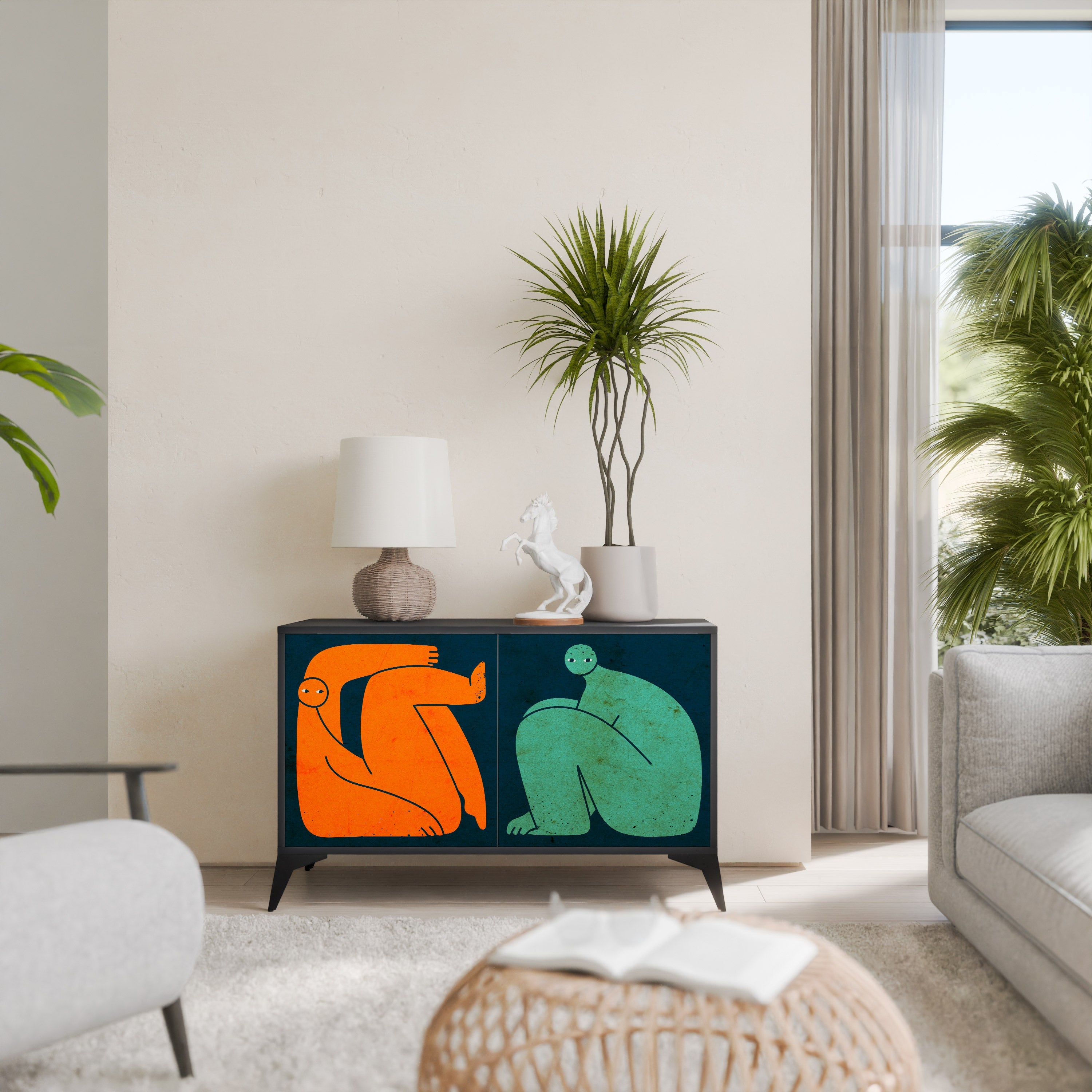 Buffet 2 portes TOGETHER MAIS SÉPARÉMENT en finition noire