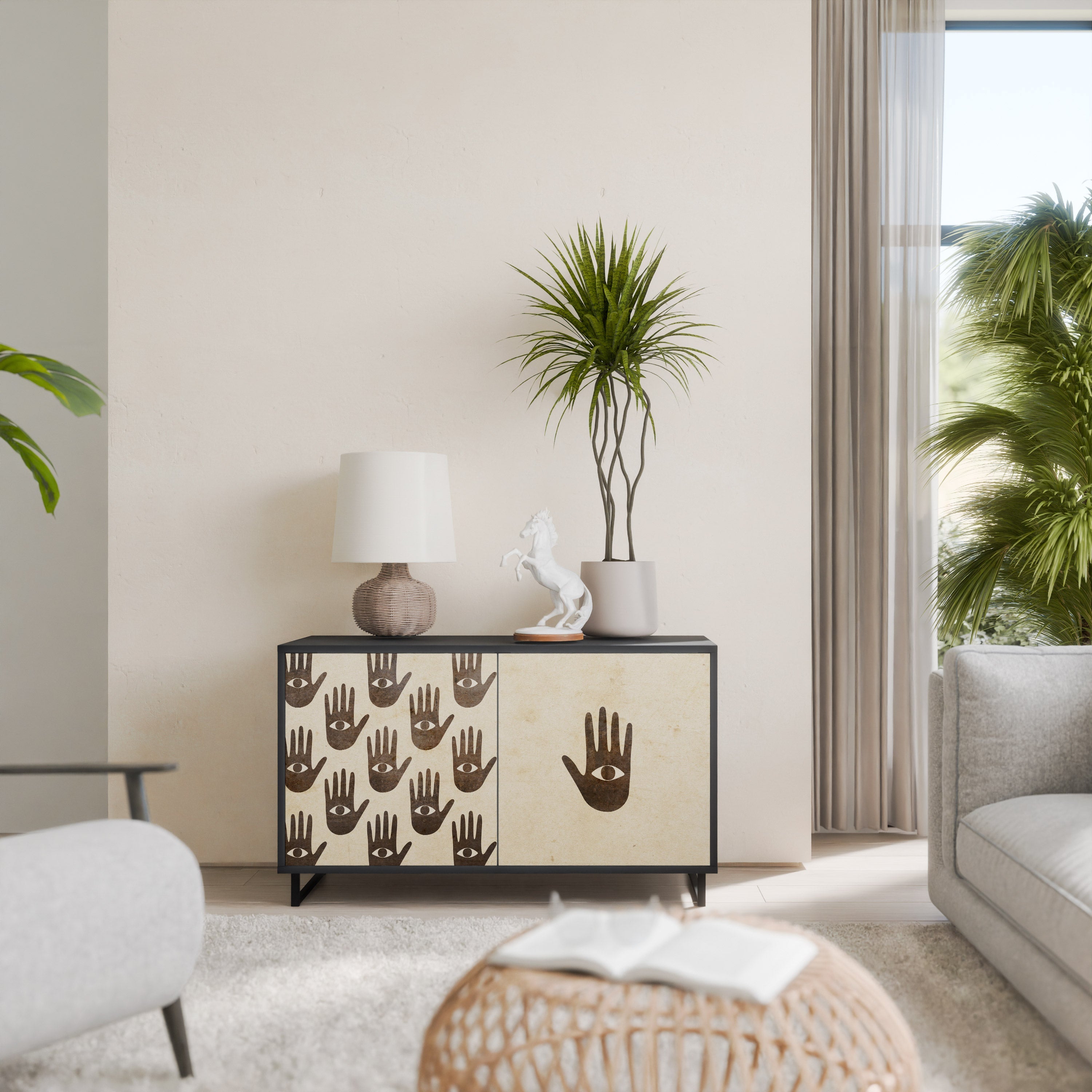 VOIR PLUS Buffet 2 portes en finition noire