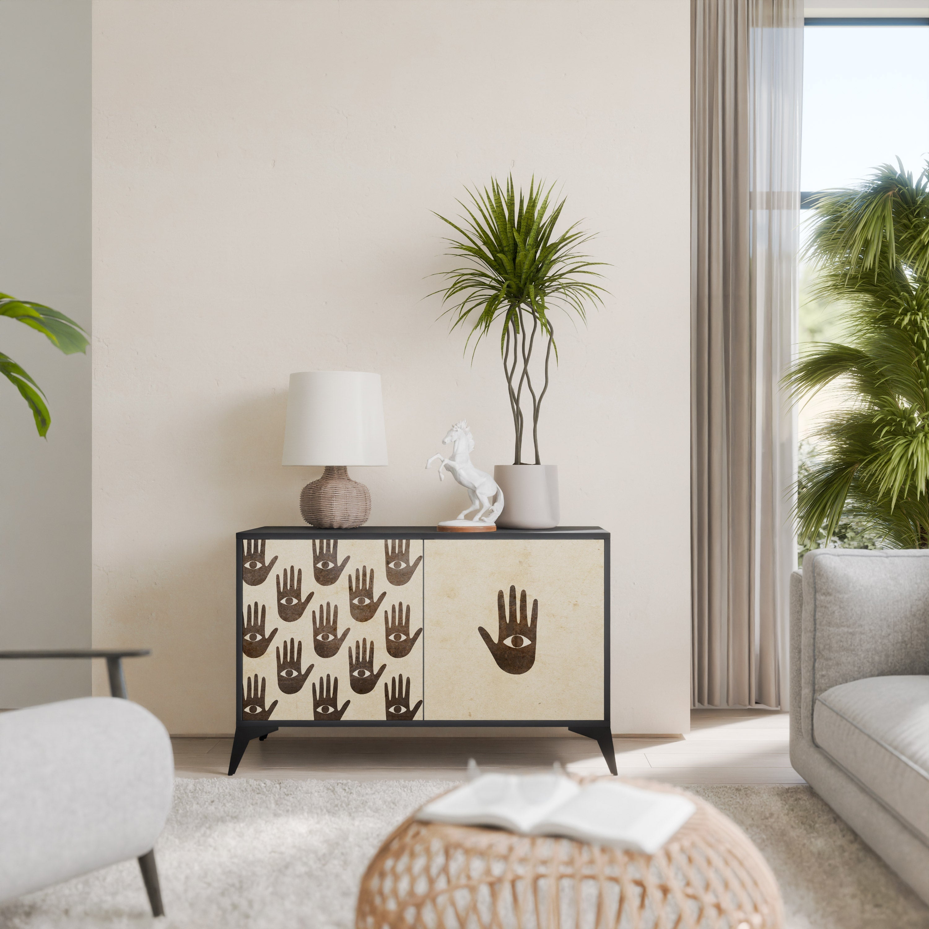 VOIR PLUS Buffet 2 portes en finition noire