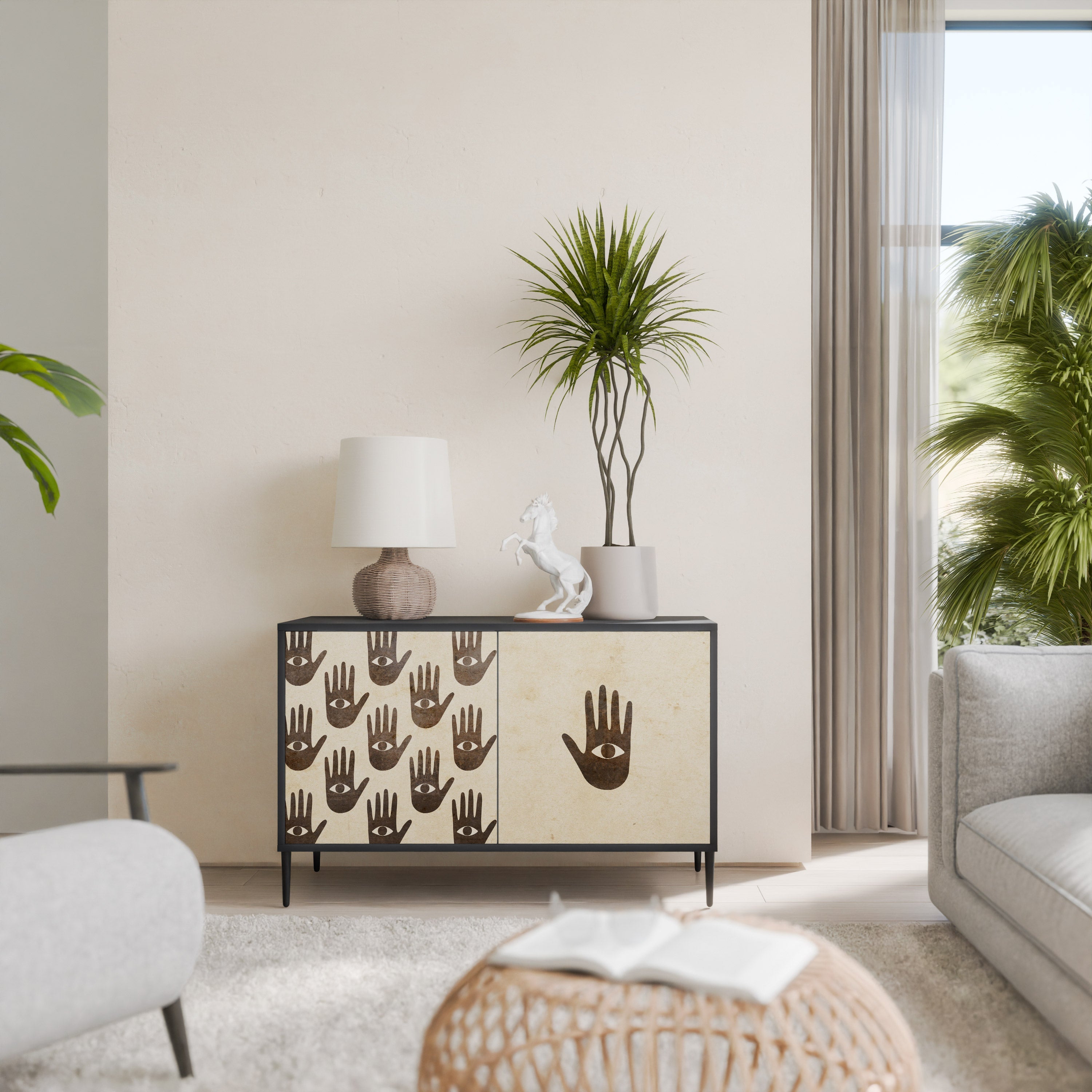 VOIR PLUS Buffet 2 portes en finition noire