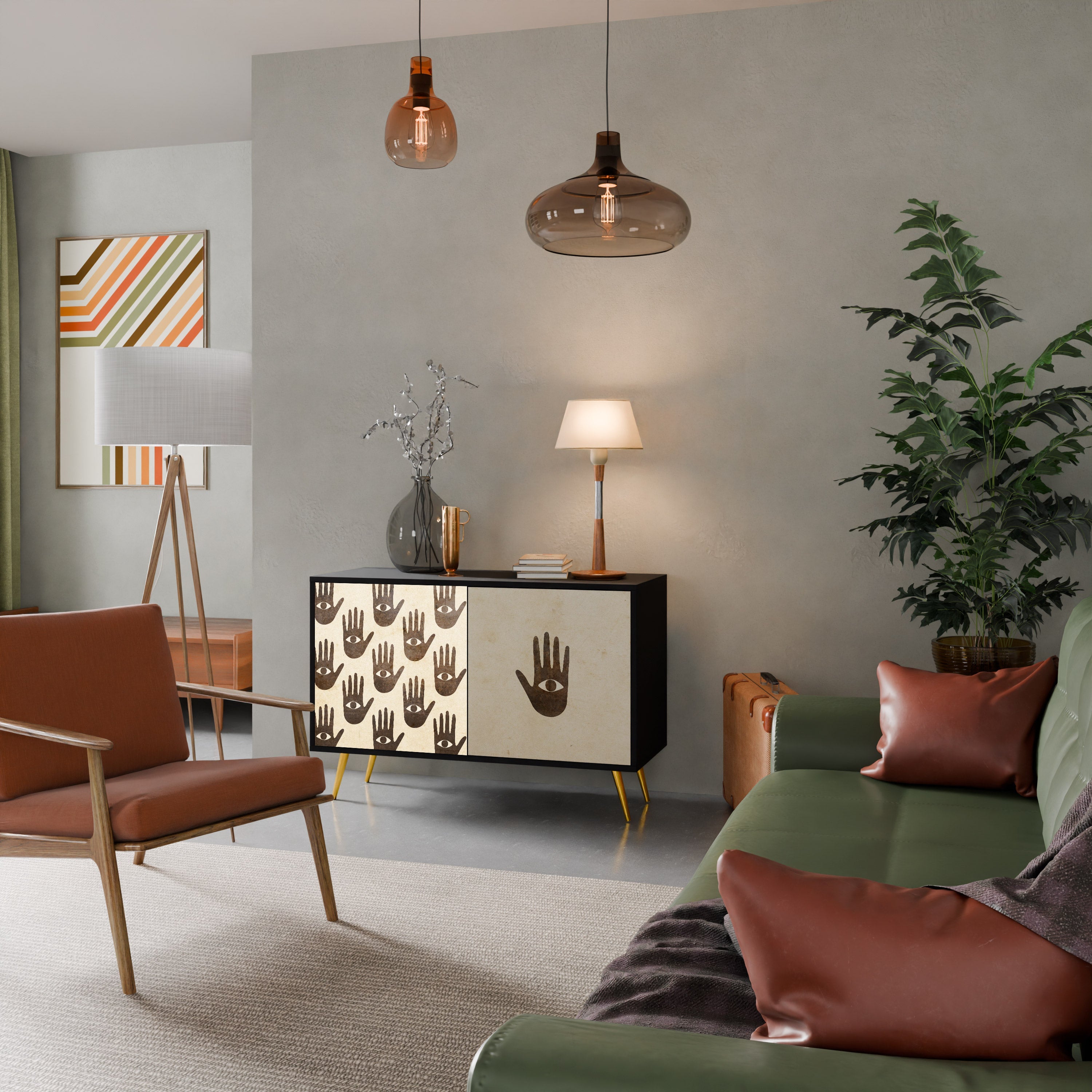 VOIR PLUS Buffet 2 portes en finition noire