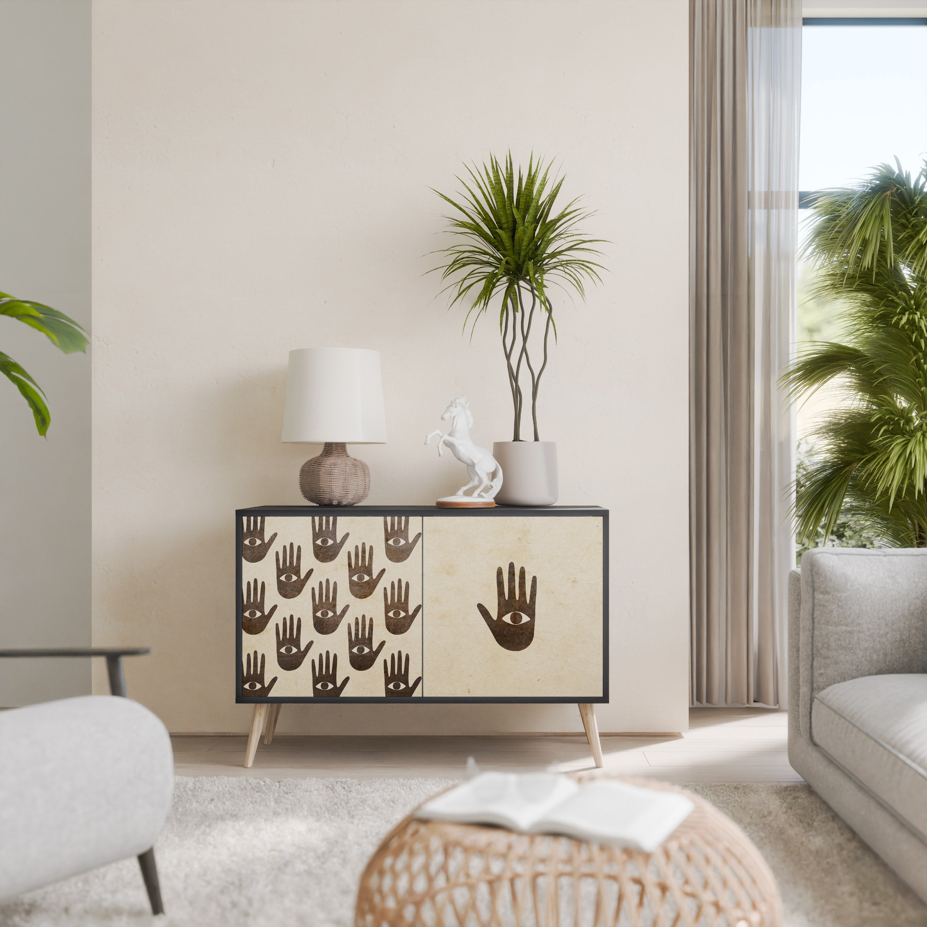 VOIR PLUS Buffet 2 portes en finition noire