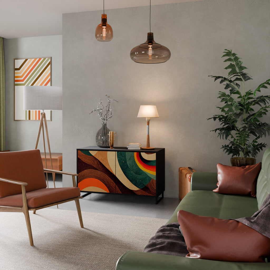 Buffet 2 portes COLORFUL STRANDS finition noire