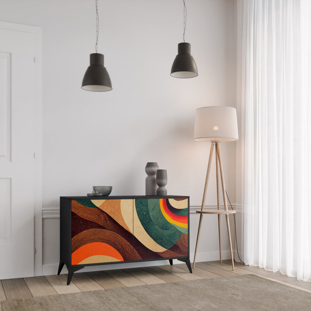 Buffet 2 portes COLORFUL STRANDS finition noire
