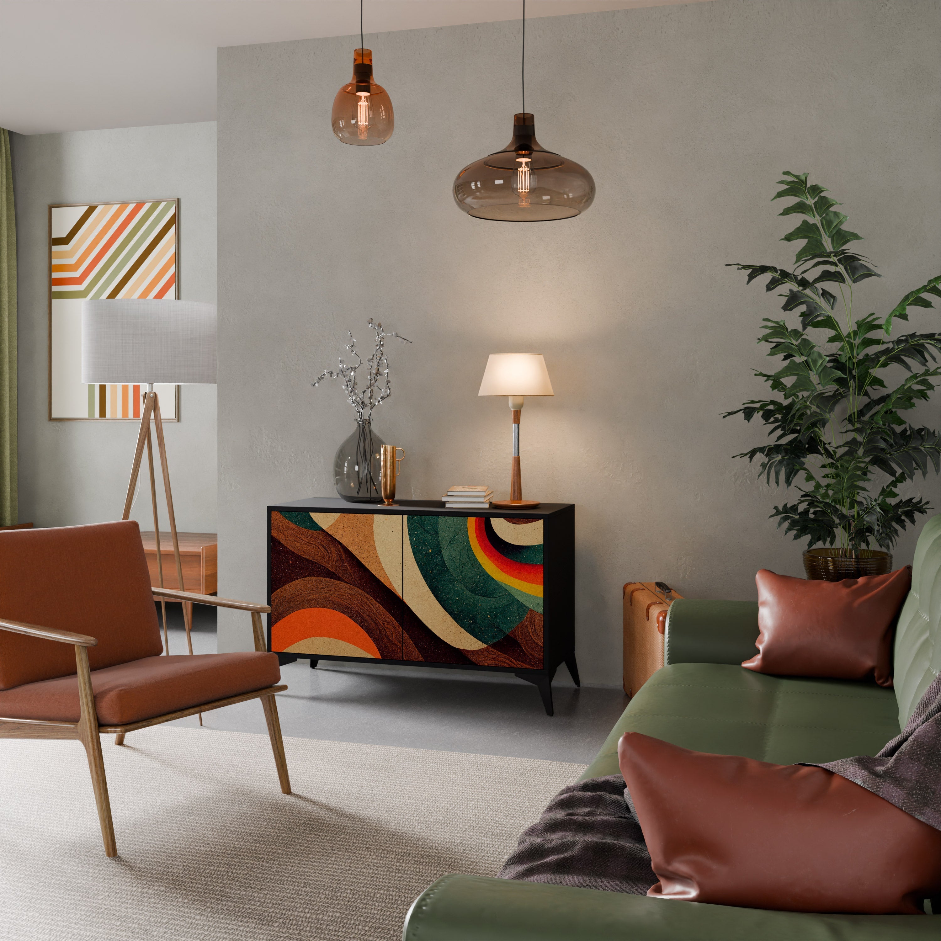 Buffet 2 portes COLORFUL STRANDS finition noire