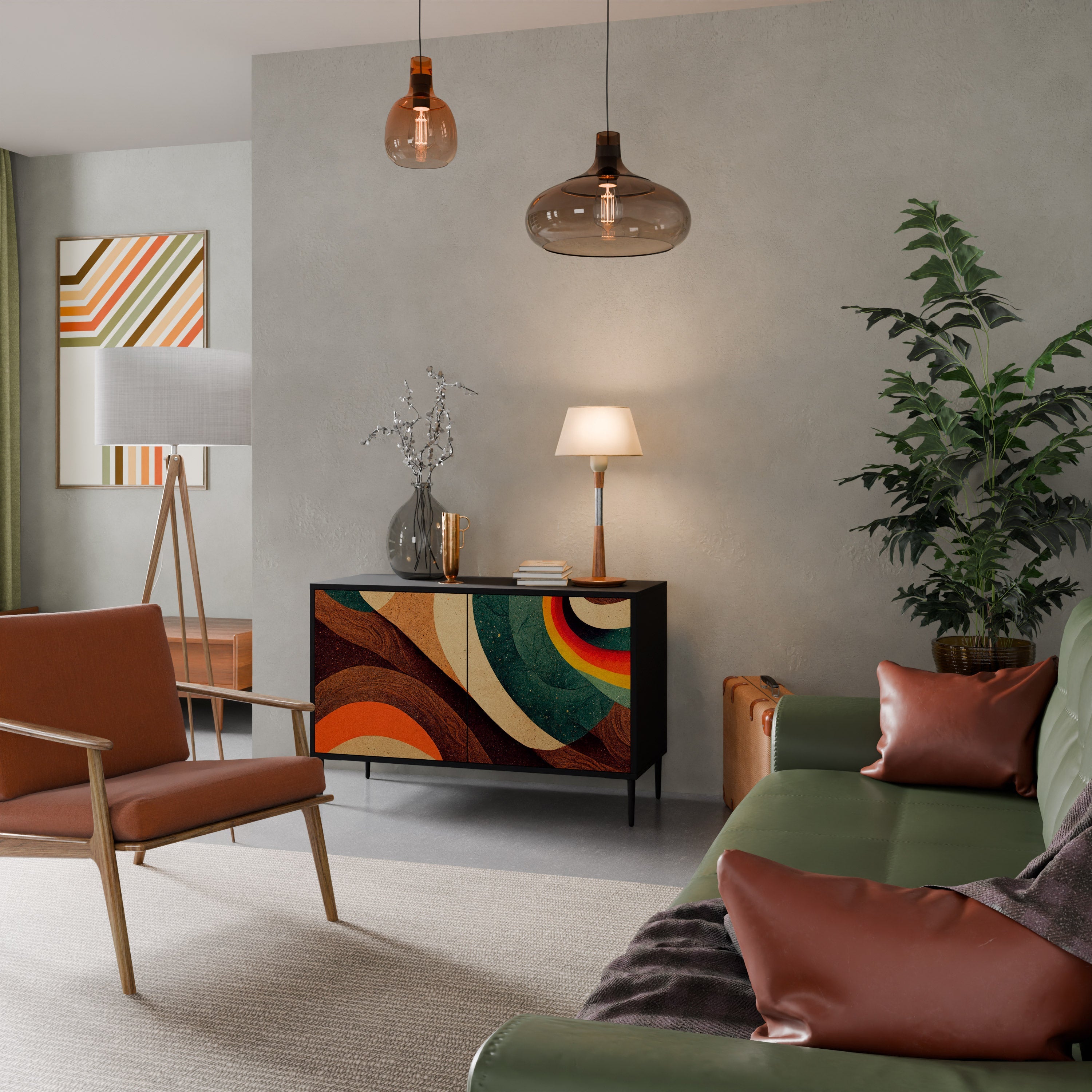 Buffet 2 portes COLORFUL STRANDS finition noire