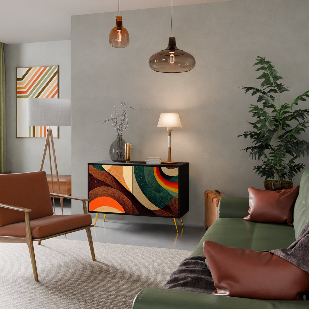 Buffet 2 portes COLORFUL STRANDS finition noire