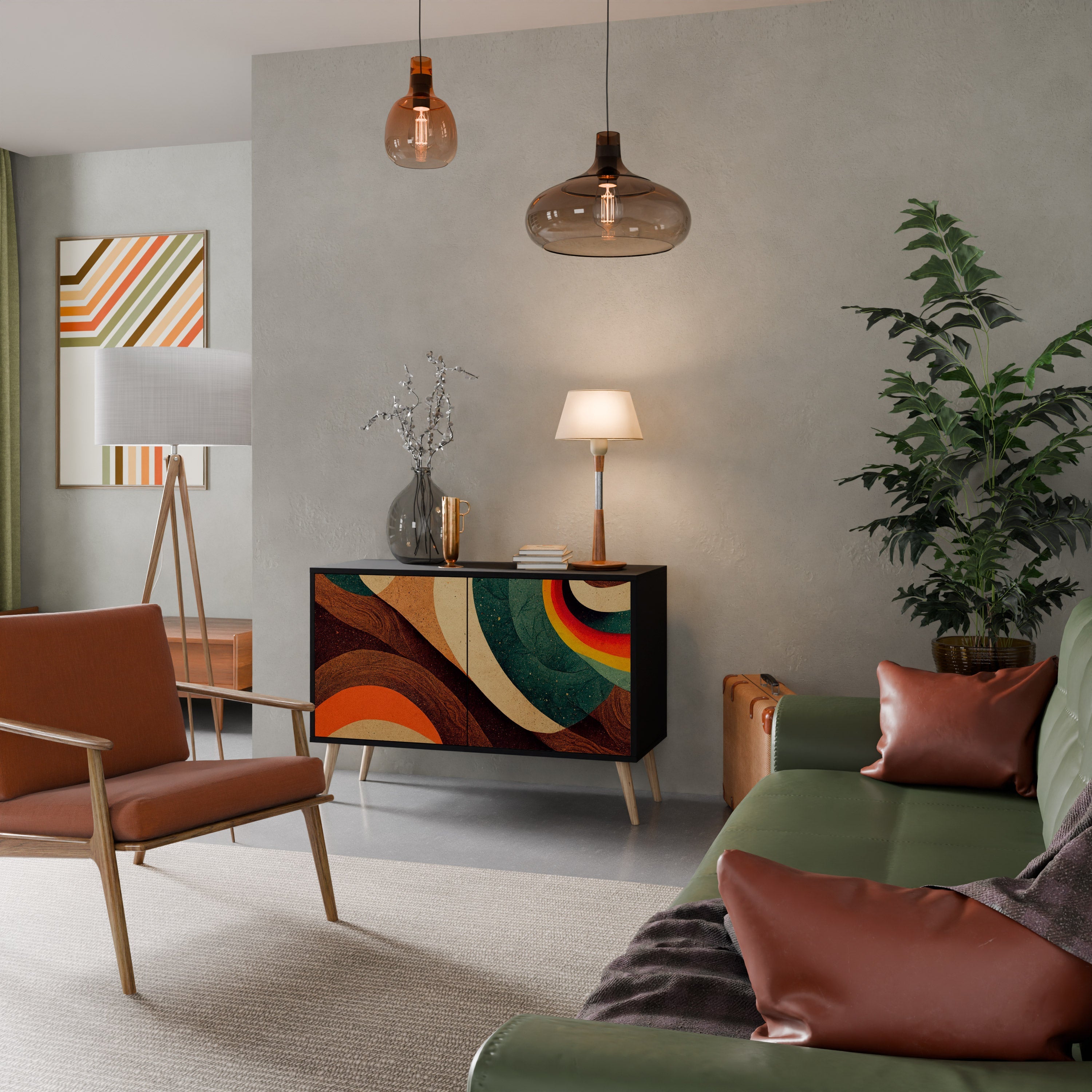 Buffet 2 portes COLORFUL STRANDS finition noire