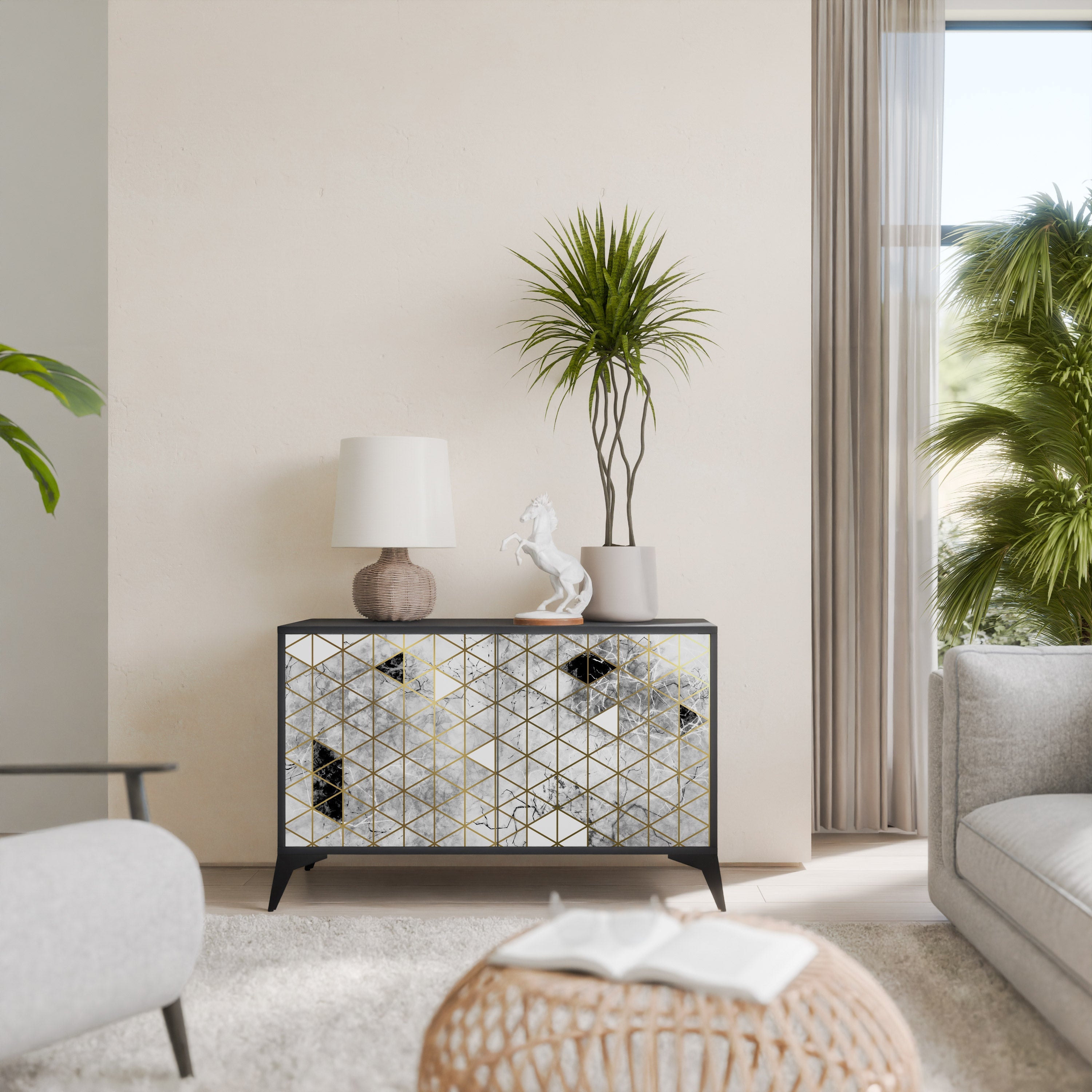 Buffet 2 portes ASHEN ARIA finition noire