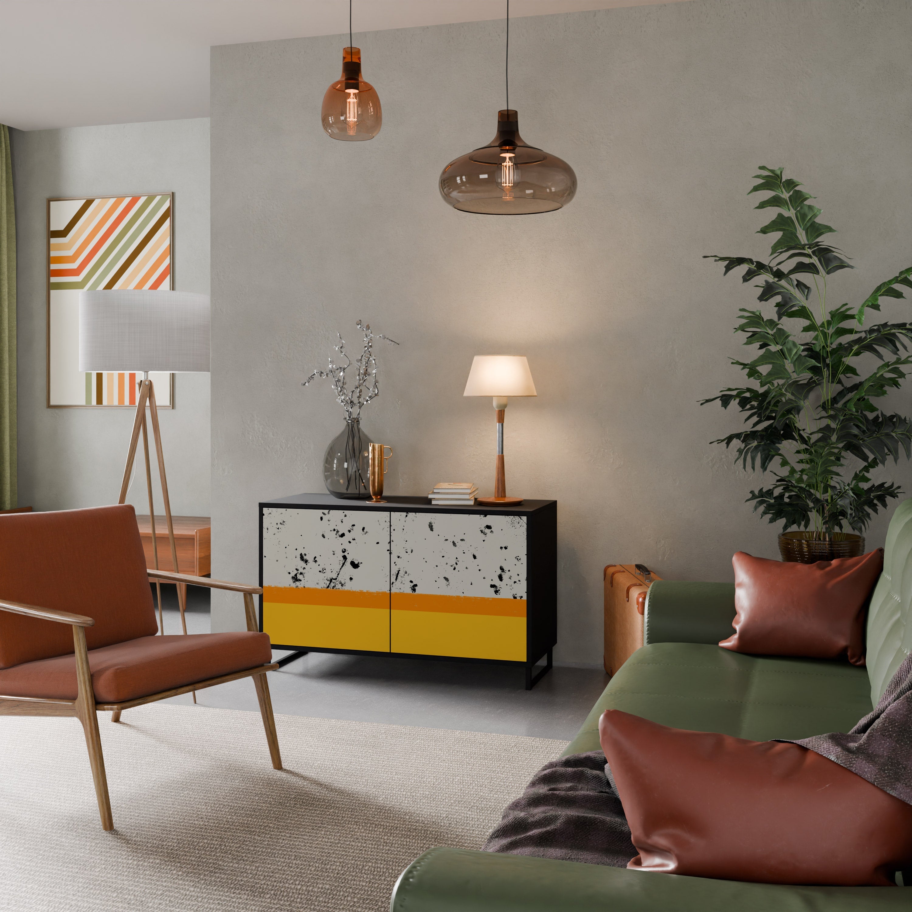 Buffet 2 portes DYED BY ORANGE en finition noire