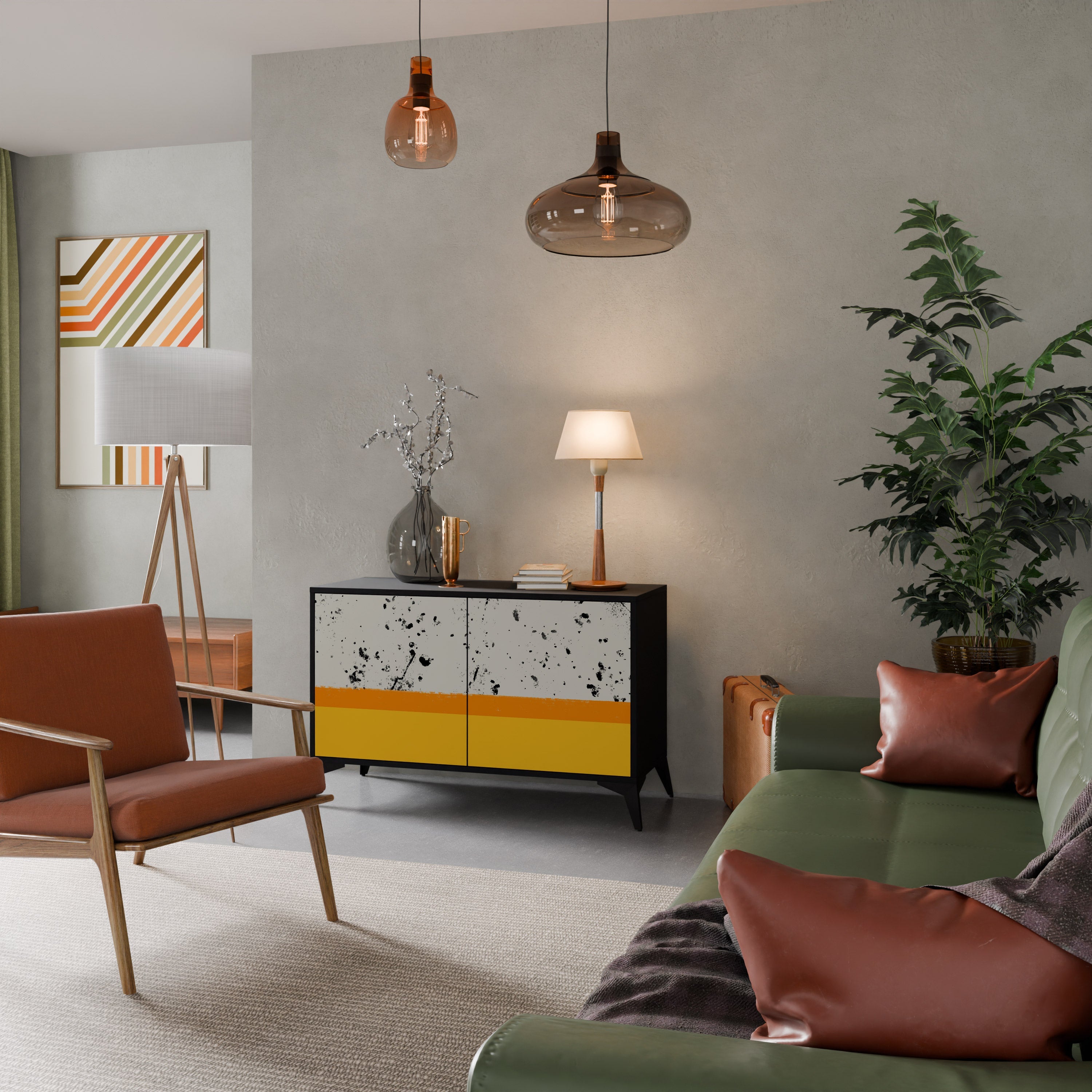 Buffet 2 portes DYED BY ORANGE en finition noire