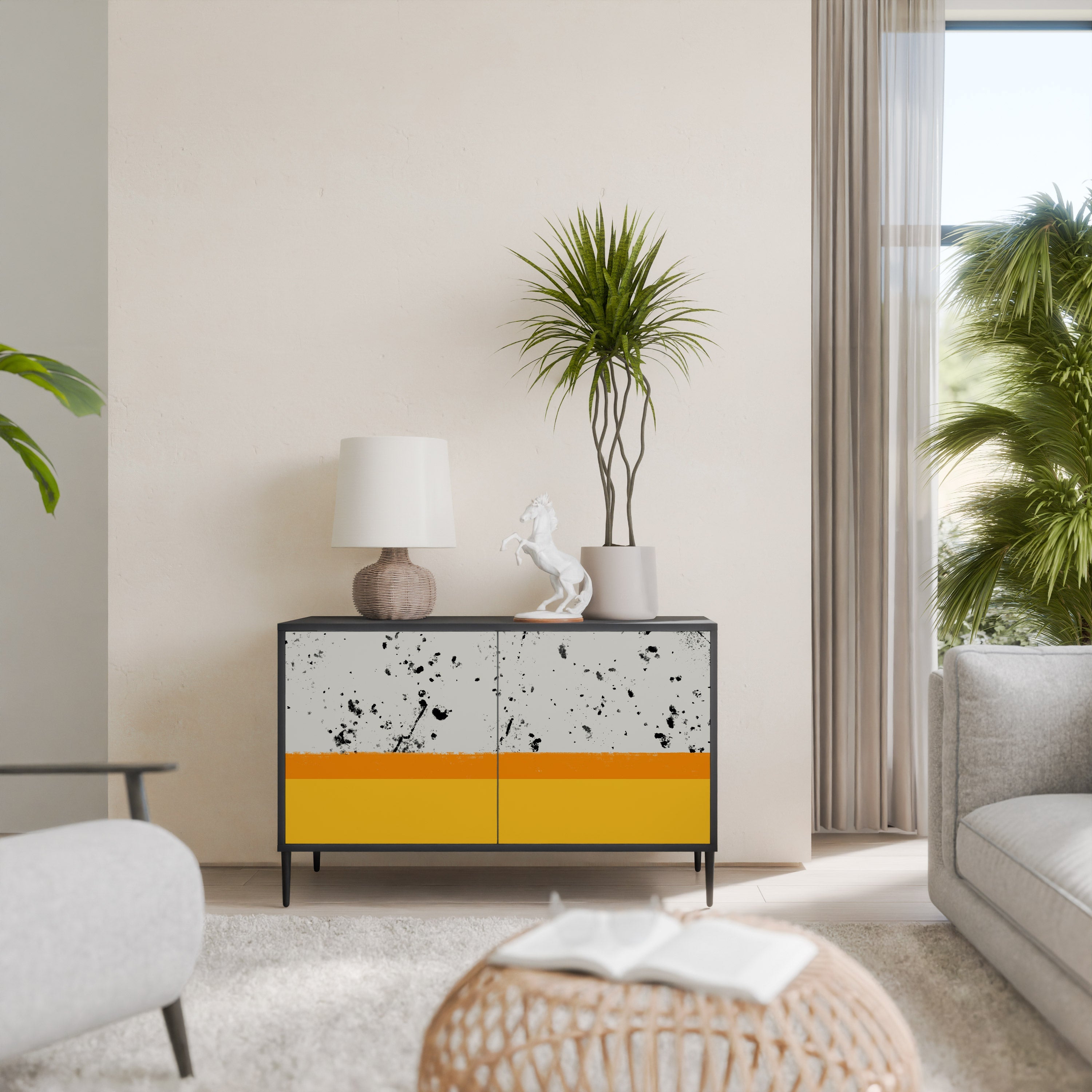 Buffet 2 portes DYED BY ORANGE en finition noire