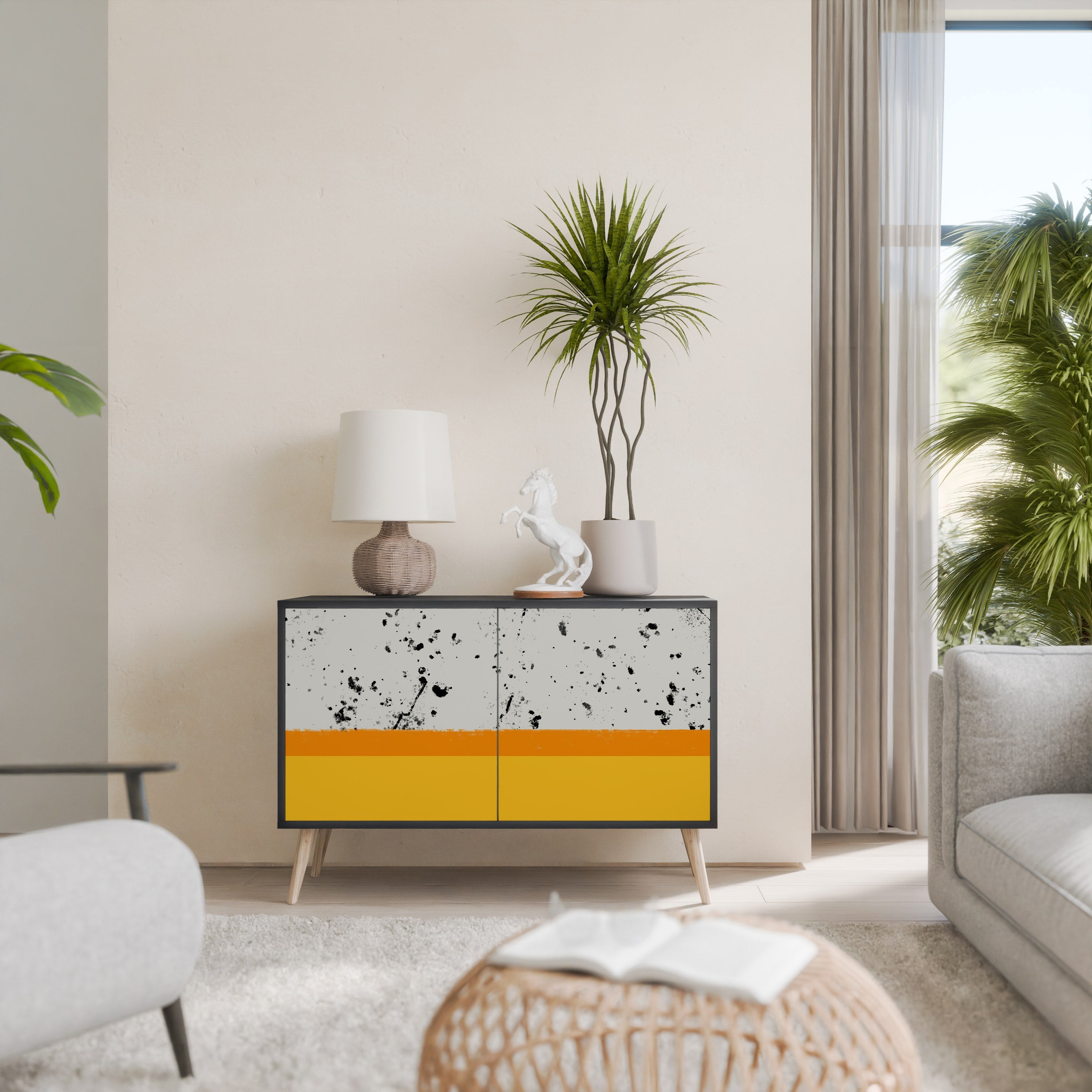 Buffet 2 portes DYED BY ORANGE en finition noire