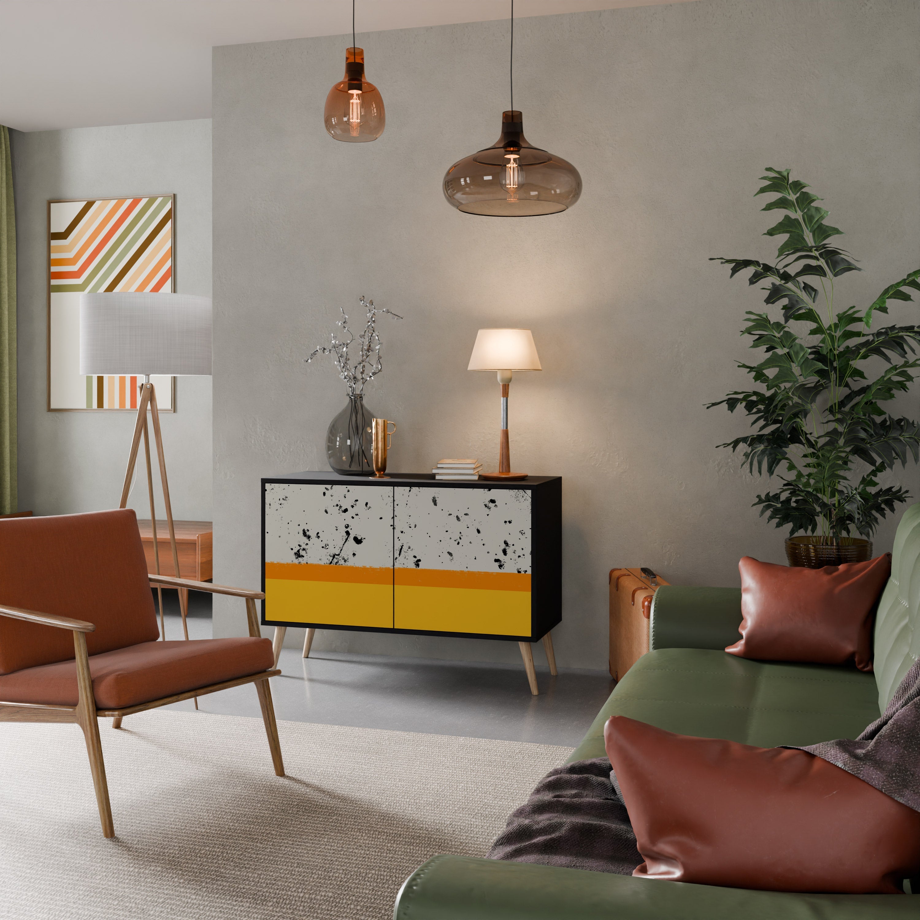 Buffet 2 portes DYED BY ORANGE en finition noire