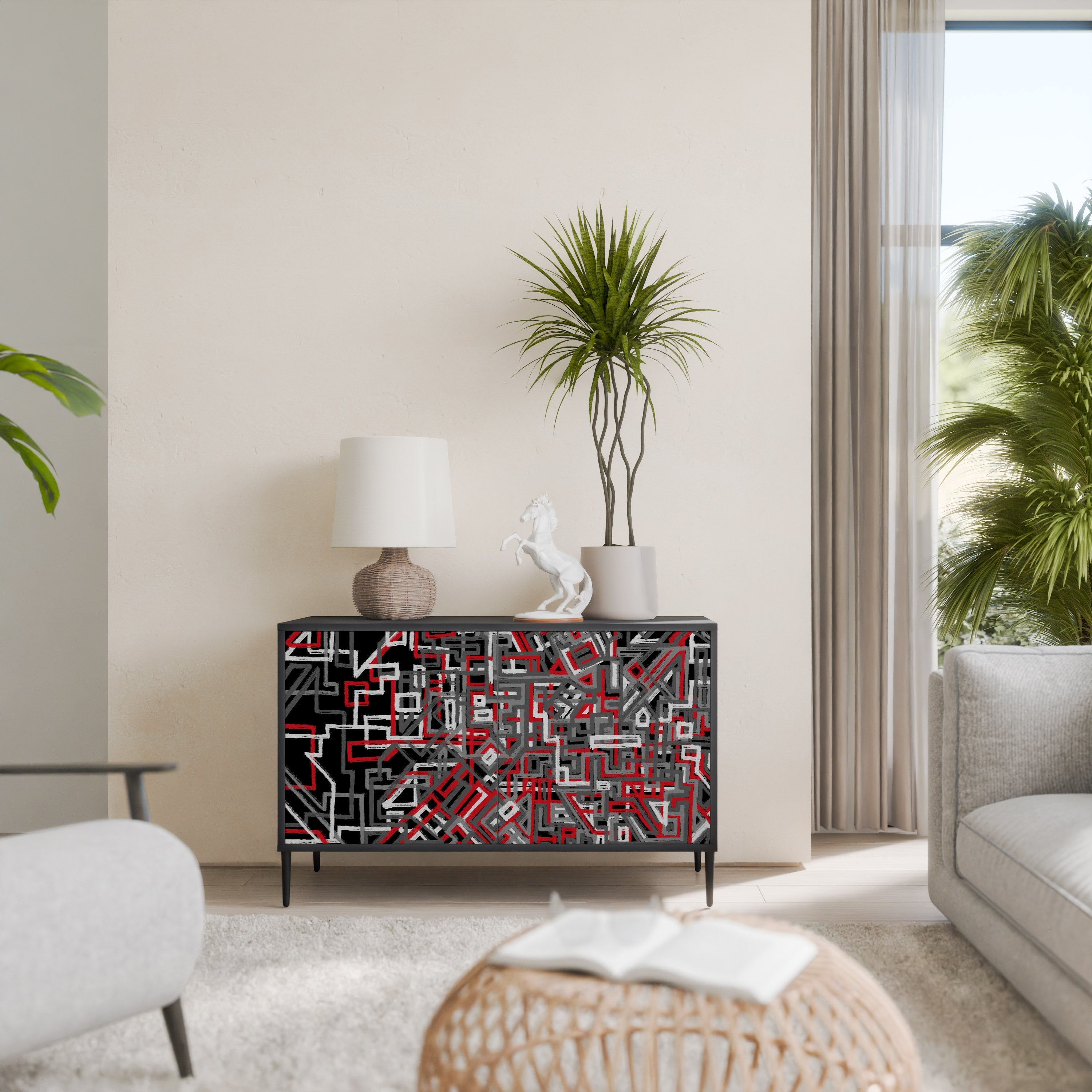 Buffet 2 portes BROKEN LINES finition noire