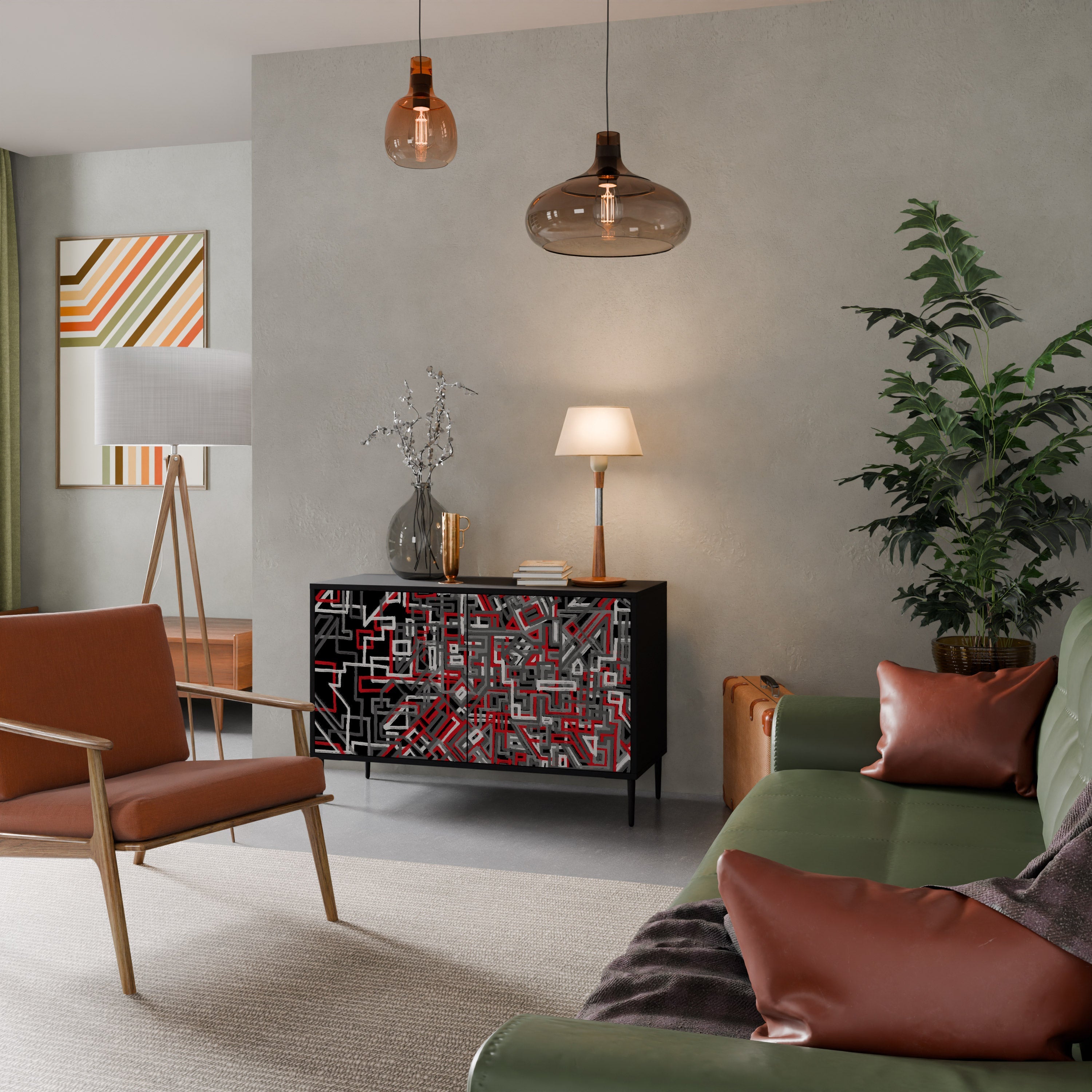 Buffet 2 portes BROKEN LINES finition noire