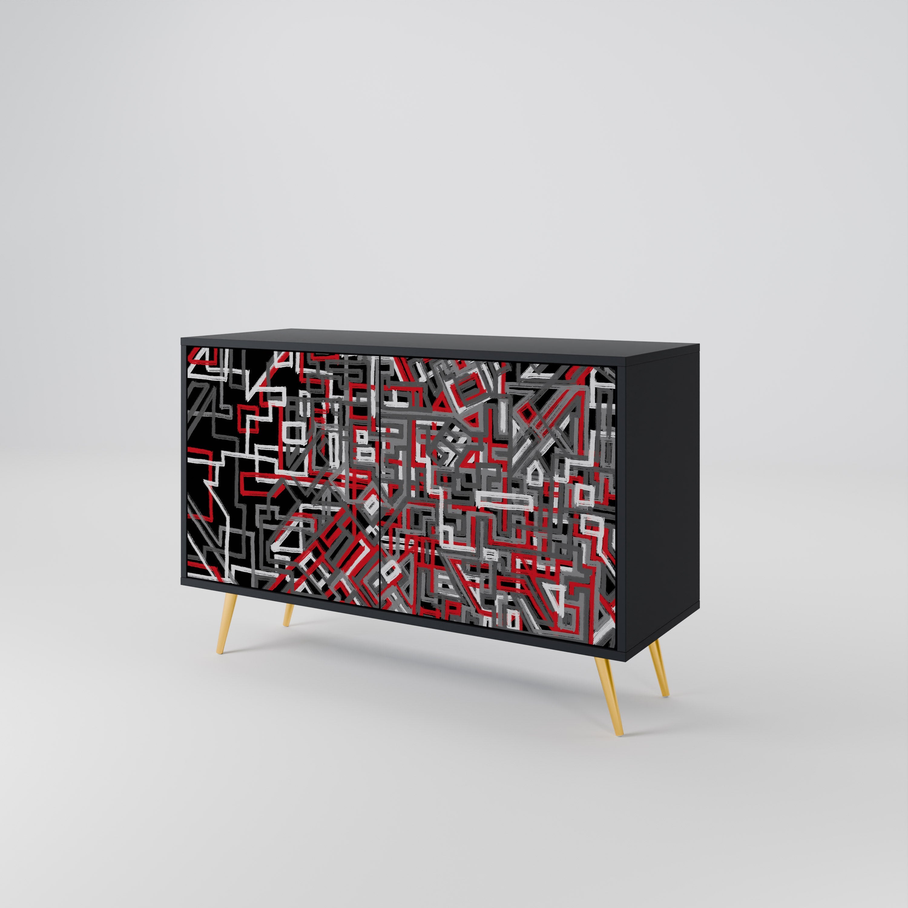 Buffet 2 portes BROKEN LINES finition noire