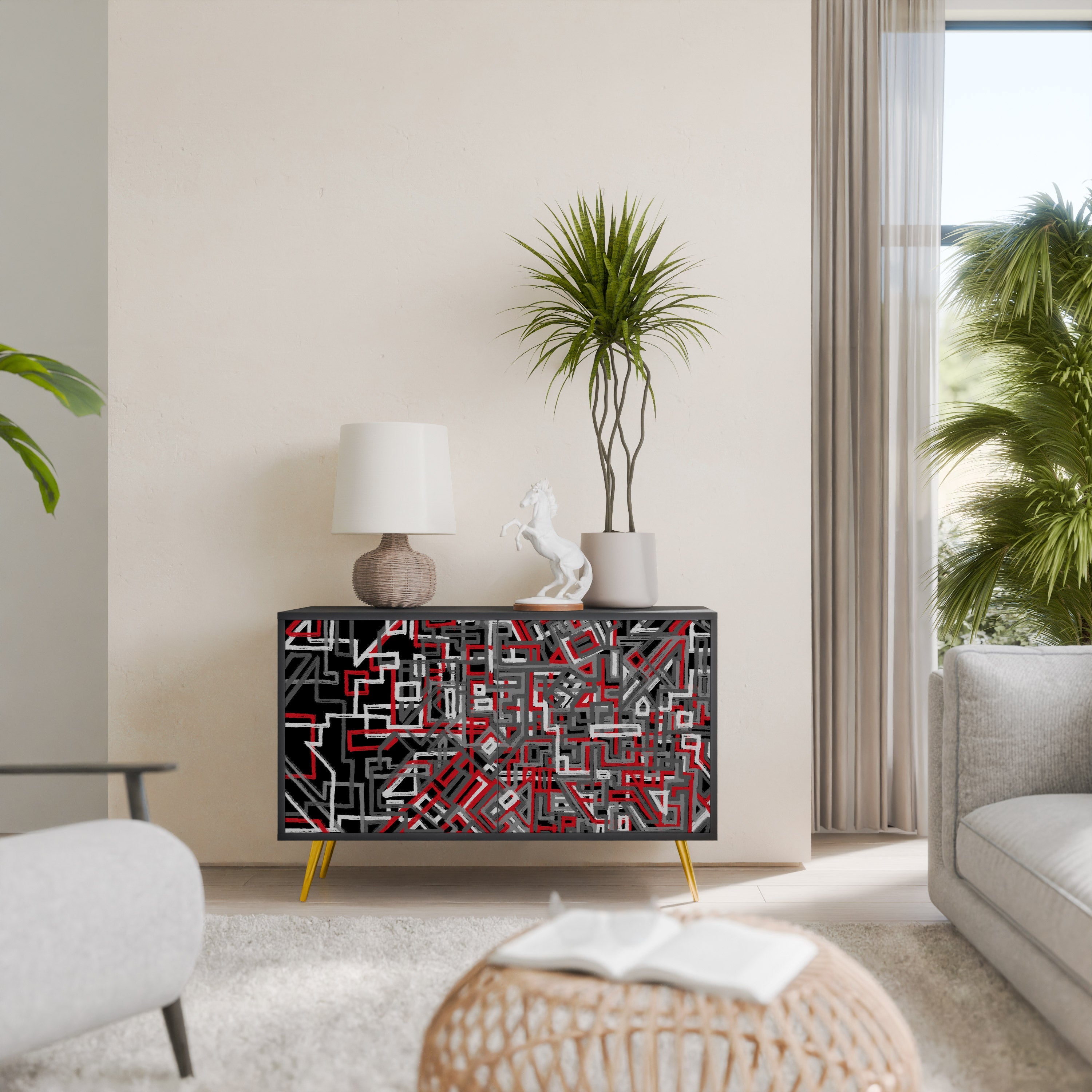 Buffet 2 portes BROKEN LINES finition noire