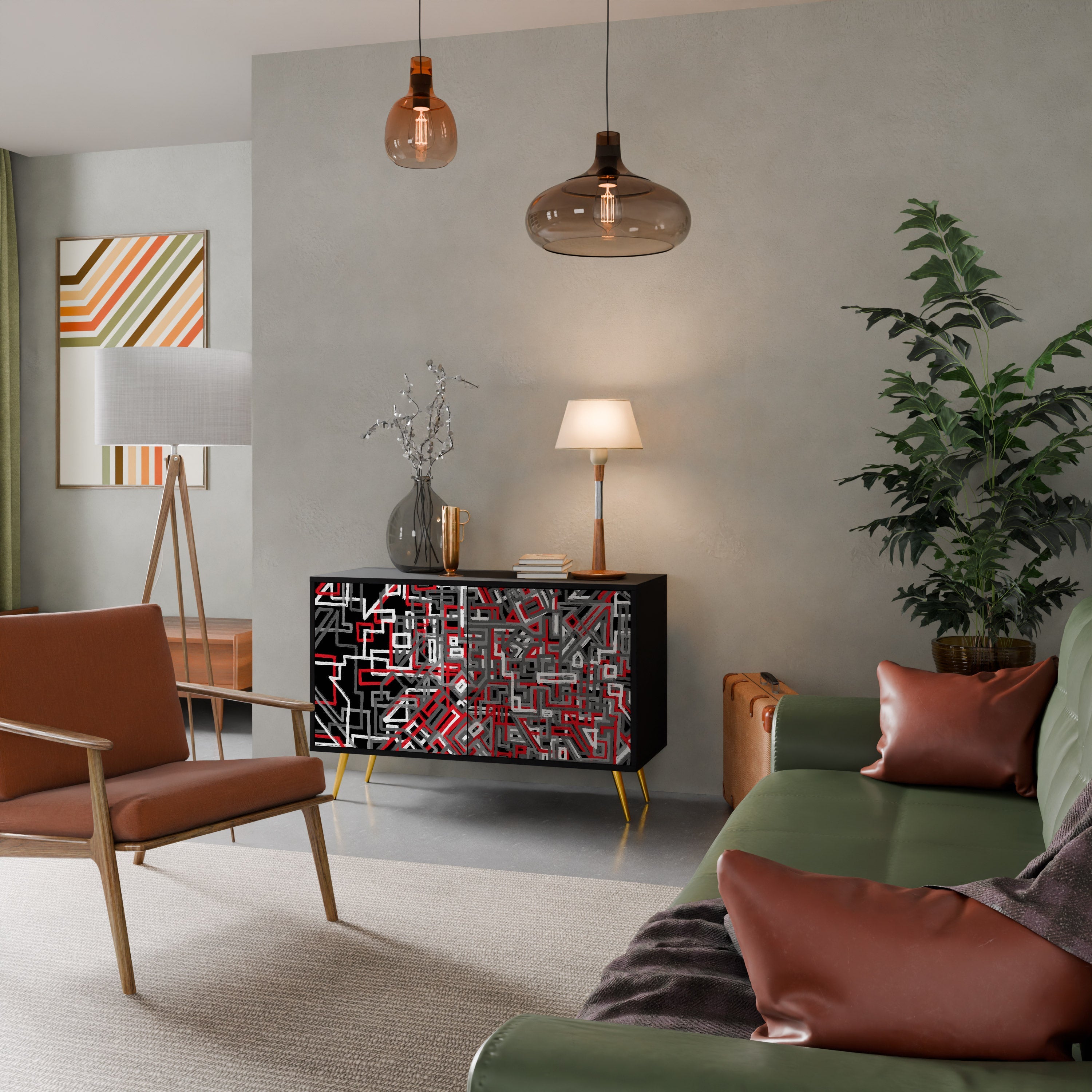 Buffet 2 portes BROKEN LINES finition noire