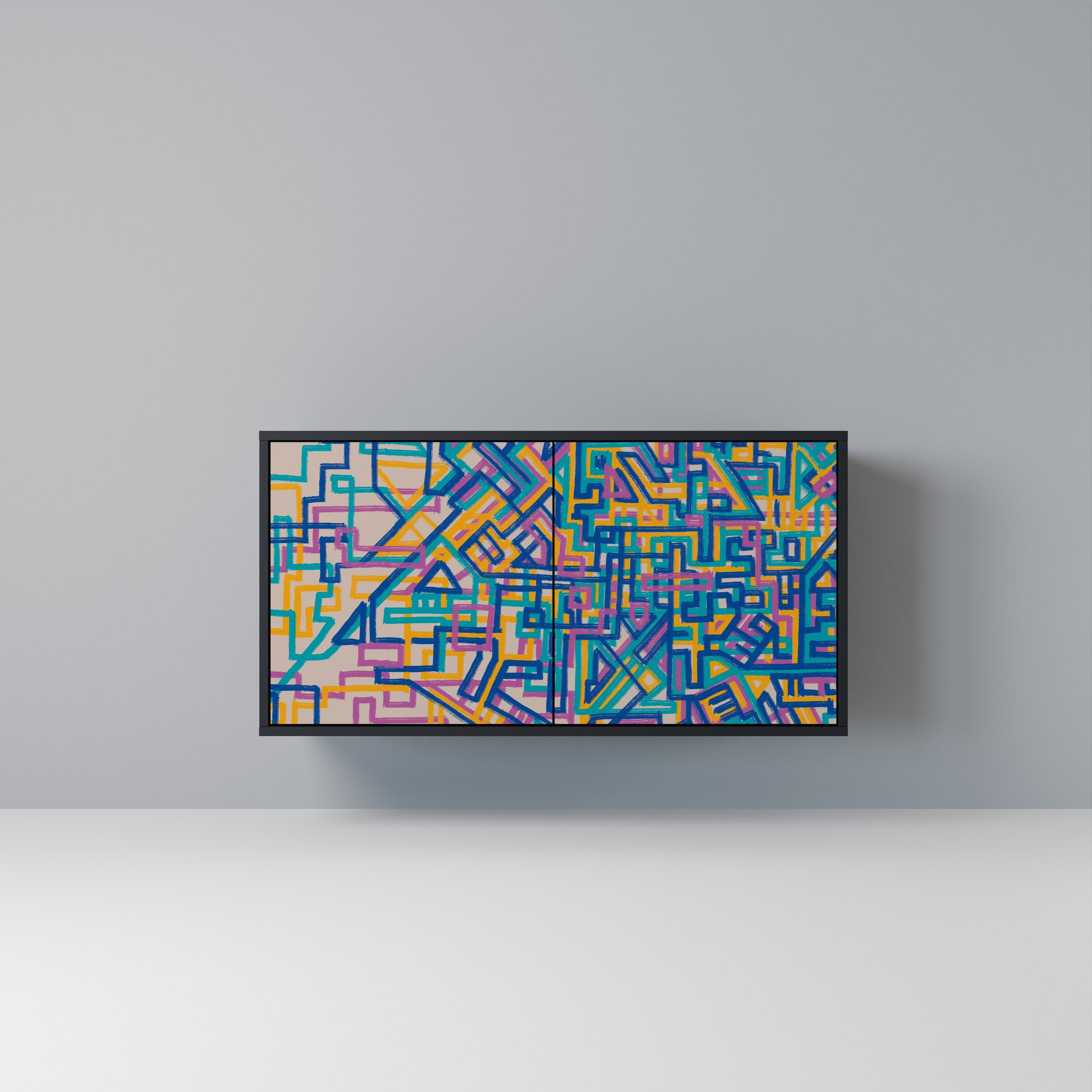 Buffet 2 portes MEMORIES MAP en finition noire