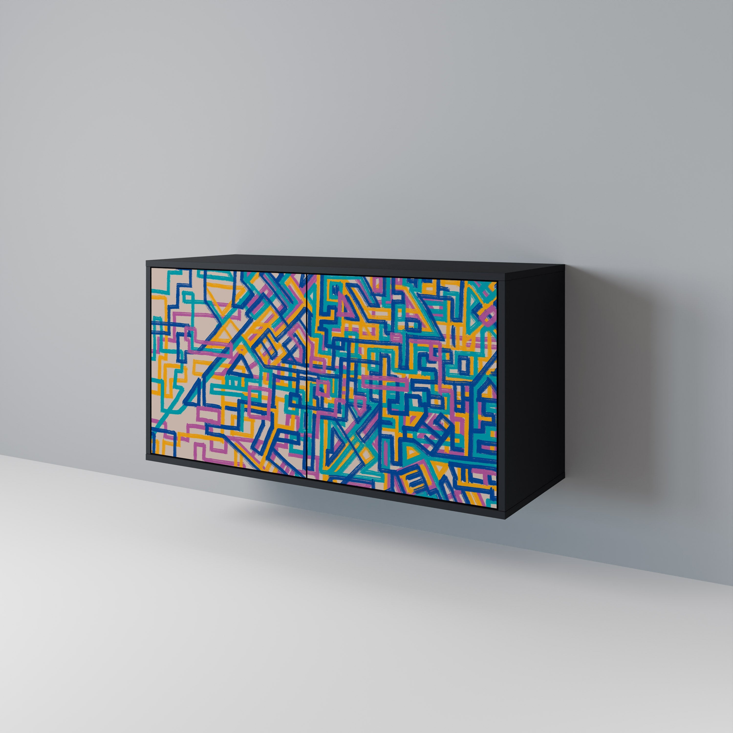 Buffet 2 portes MEMORIES MAP en finition noire