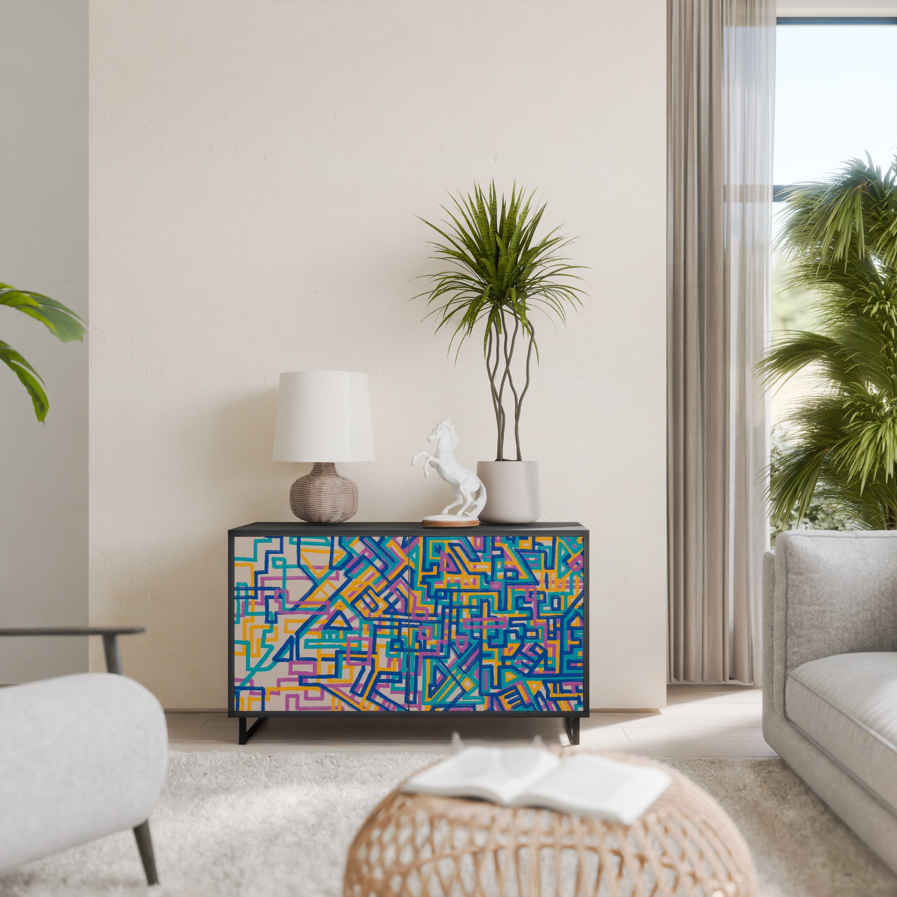 Buffet 2 portes MEMORIES MAP en finition noire