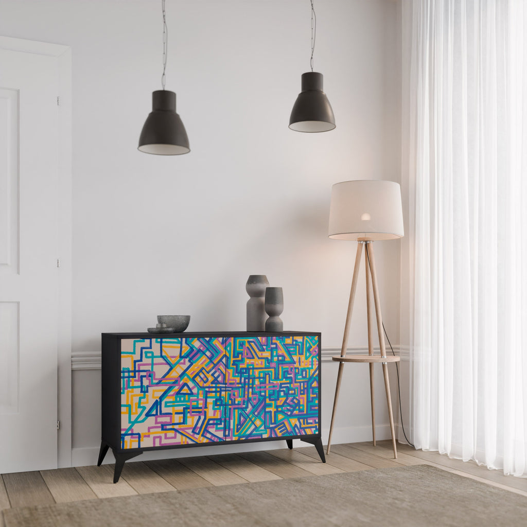 Buffet 2 portes MEMORIES MAP en finition noire