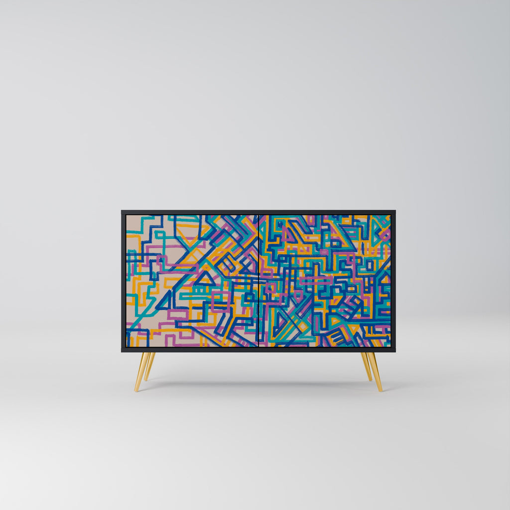 Buffet 2 portes MEMORIES MAP en finition noire