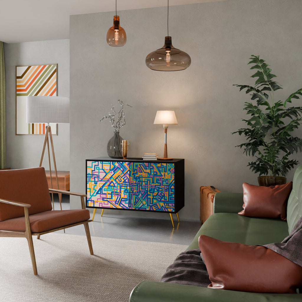 Buffet 2 portes MEMORIES MAP en finition noire