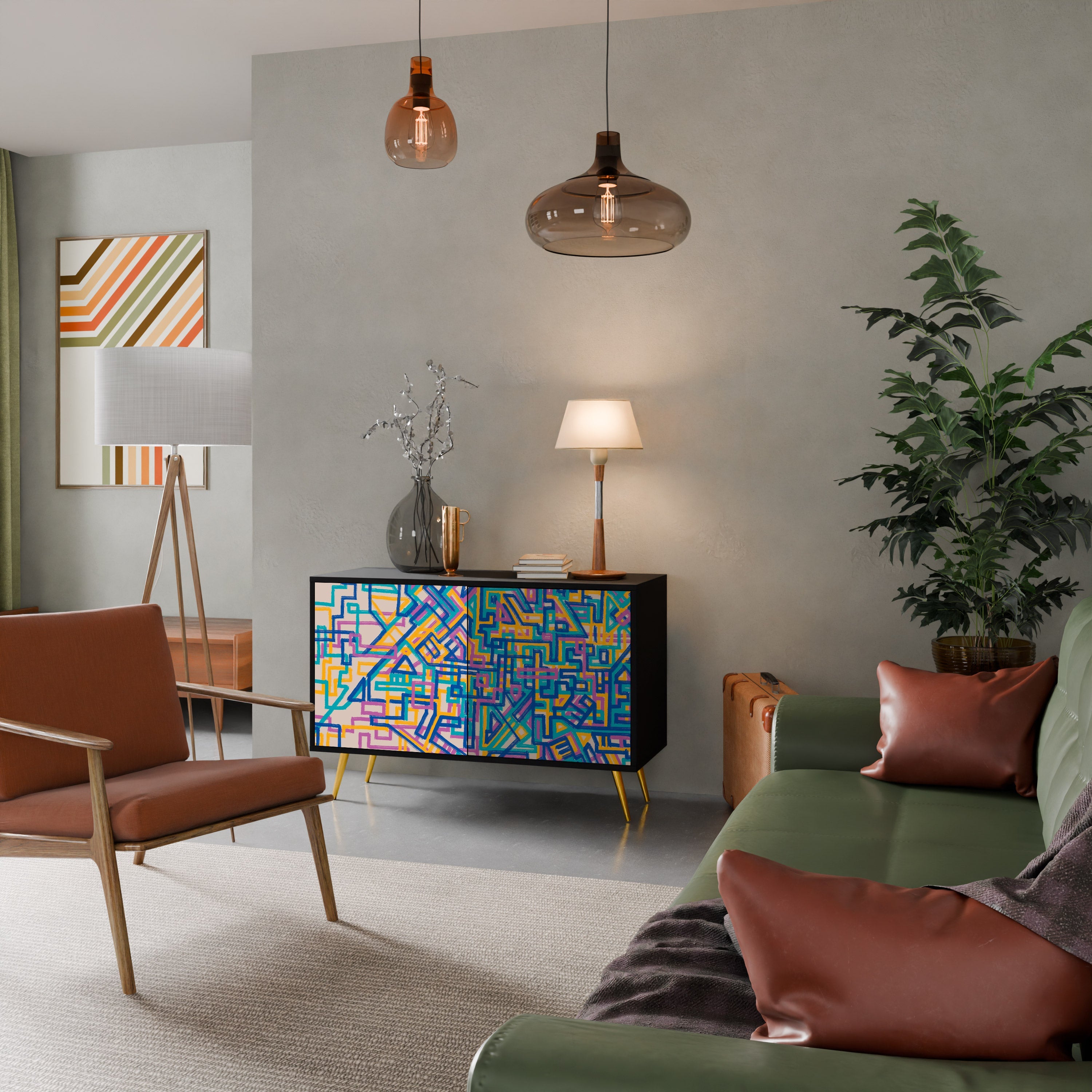 Buffet 2 portes MEMORIES MAP en finition noire