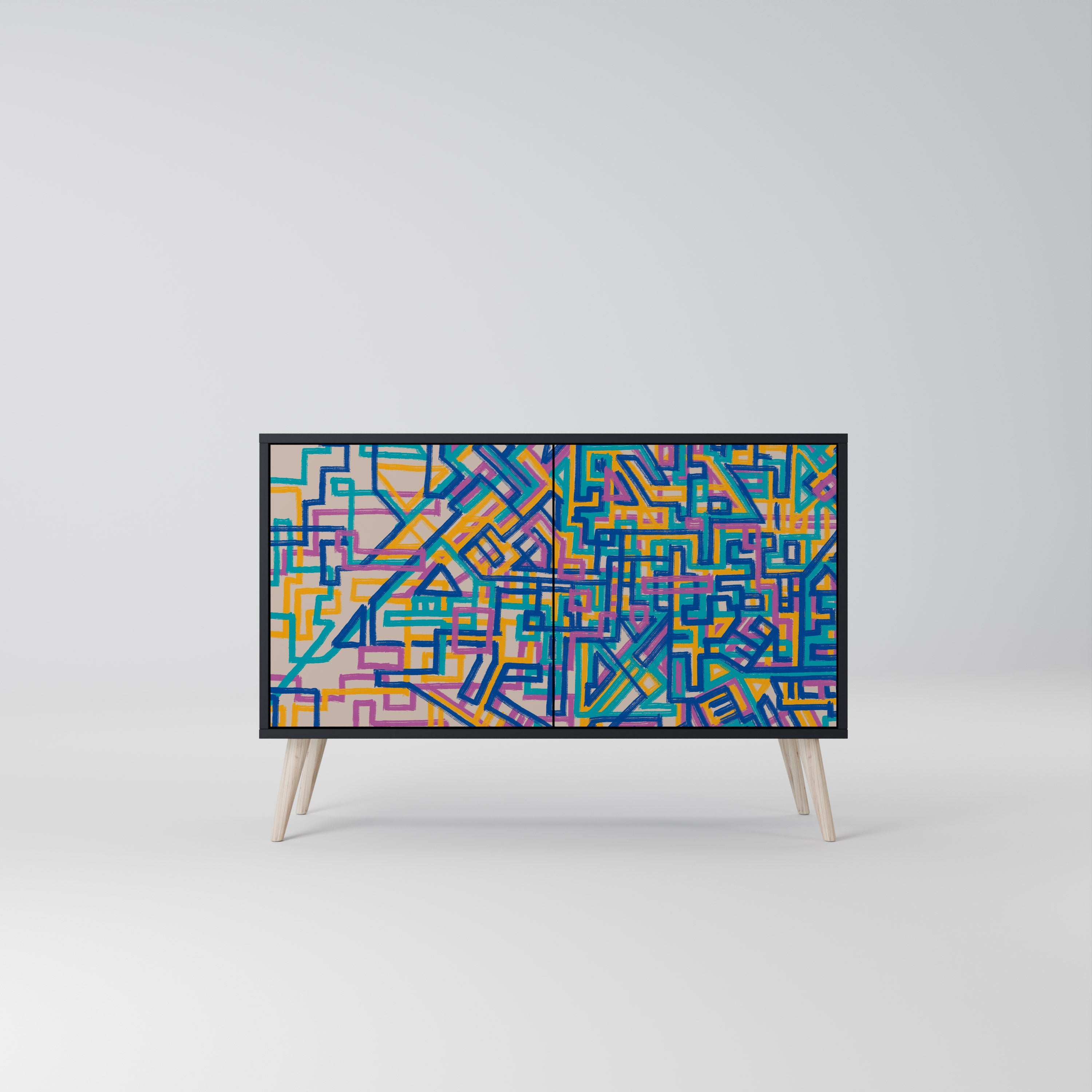 Buffet 2 portes MEMORIES MAP en finition noire