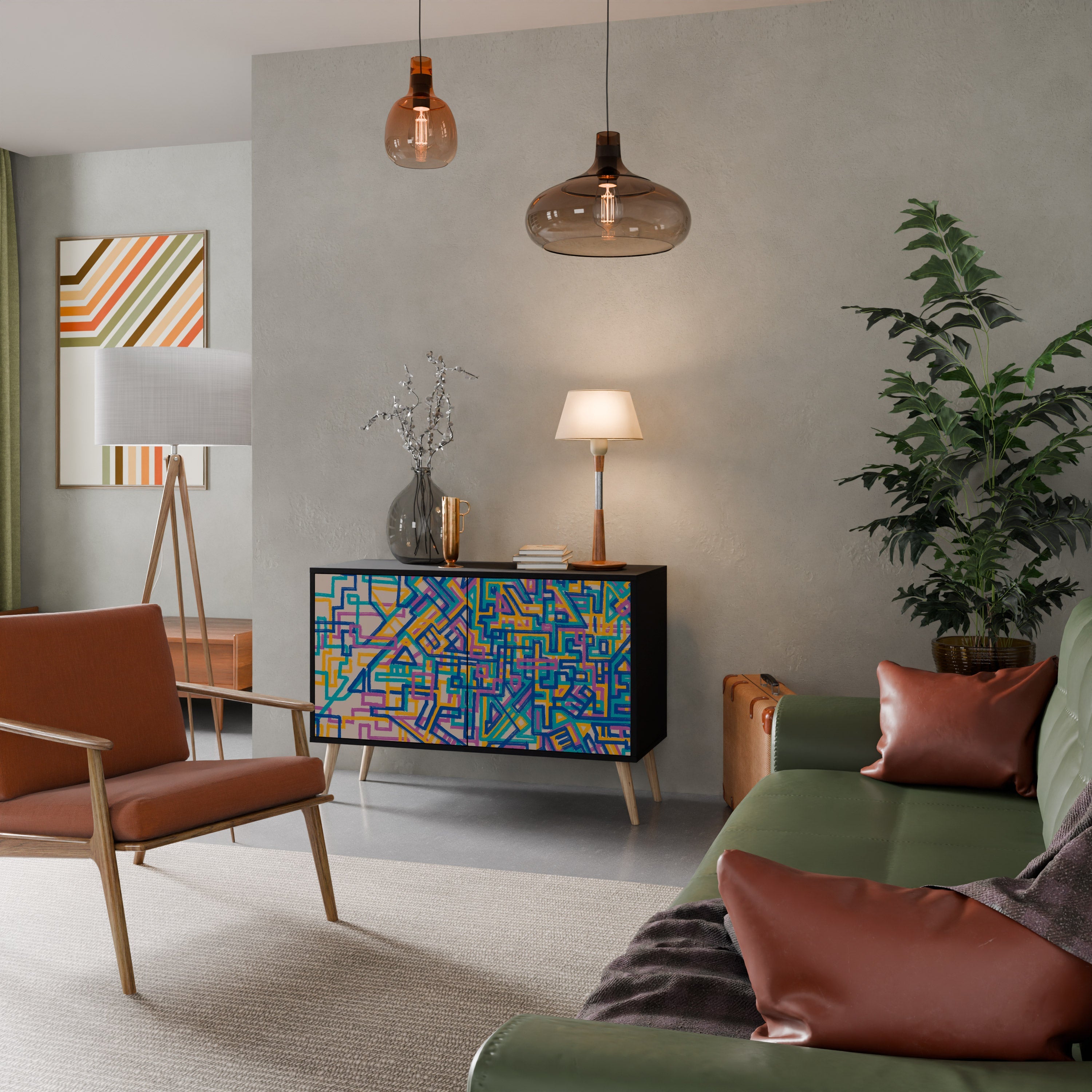 Buffet 2 portes MEMORIES MAP en finition noire