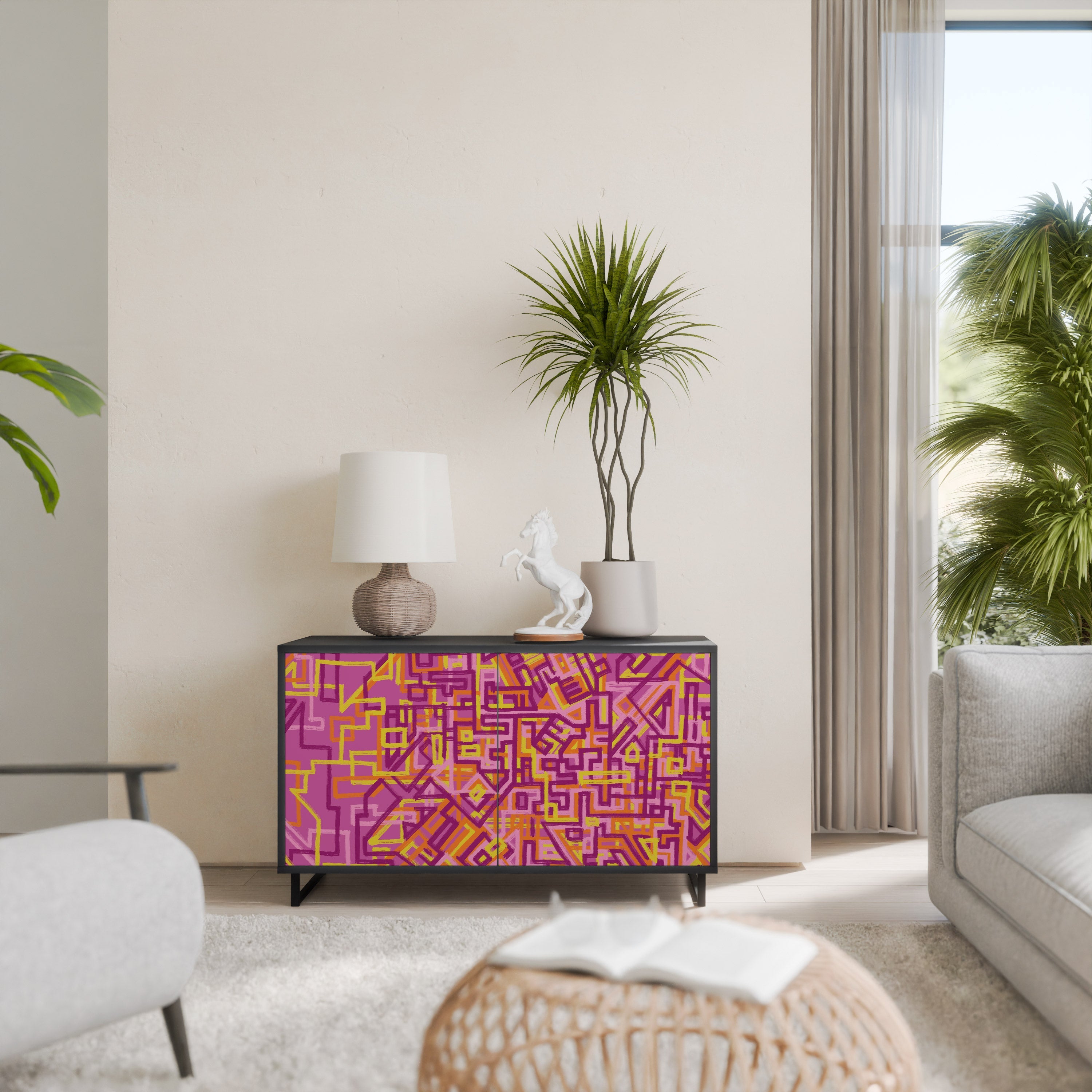 Buffet 2 portes LOVELY MEMORIES en finition noire