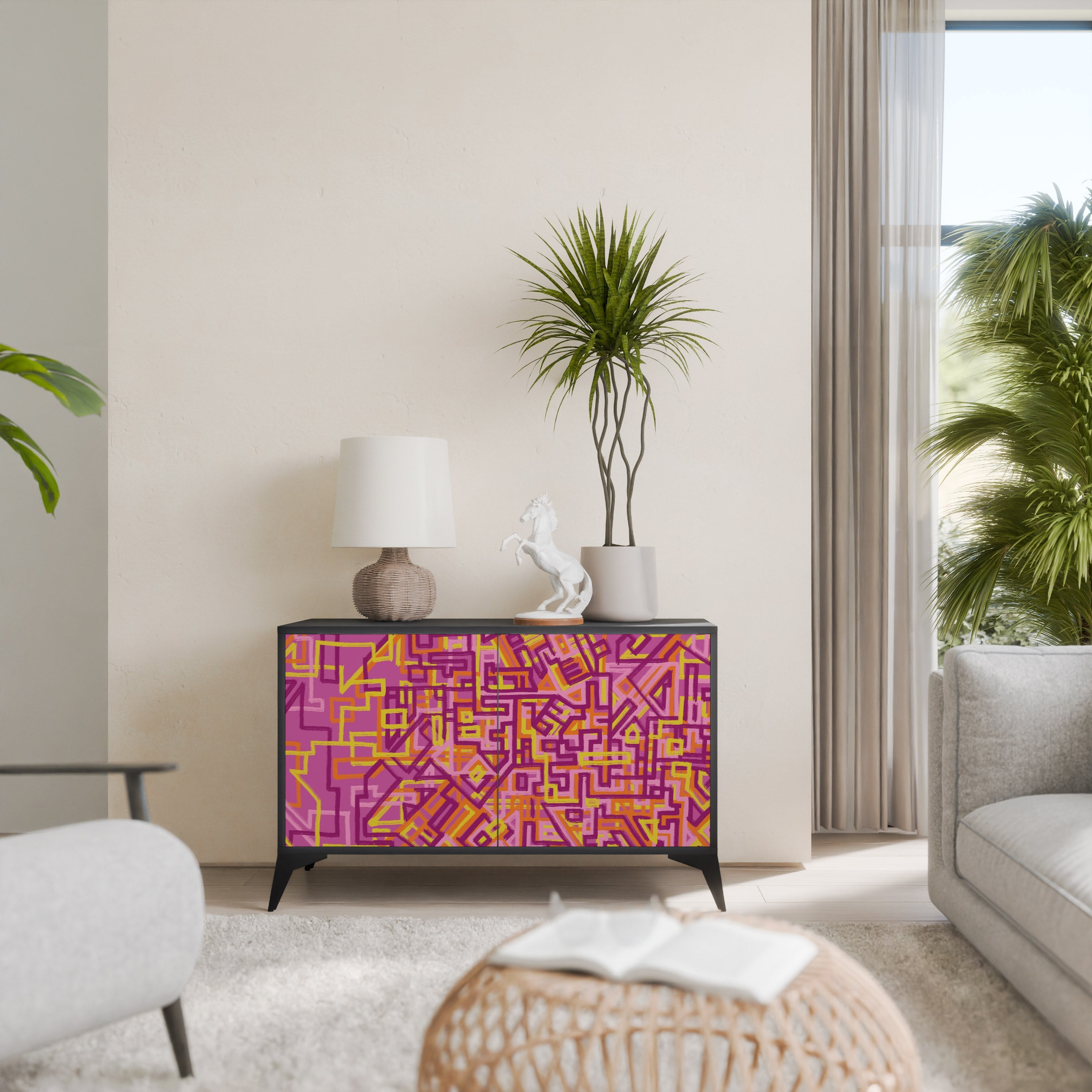 Buffet 2 portes LOVELY MEMORIES en finition noire