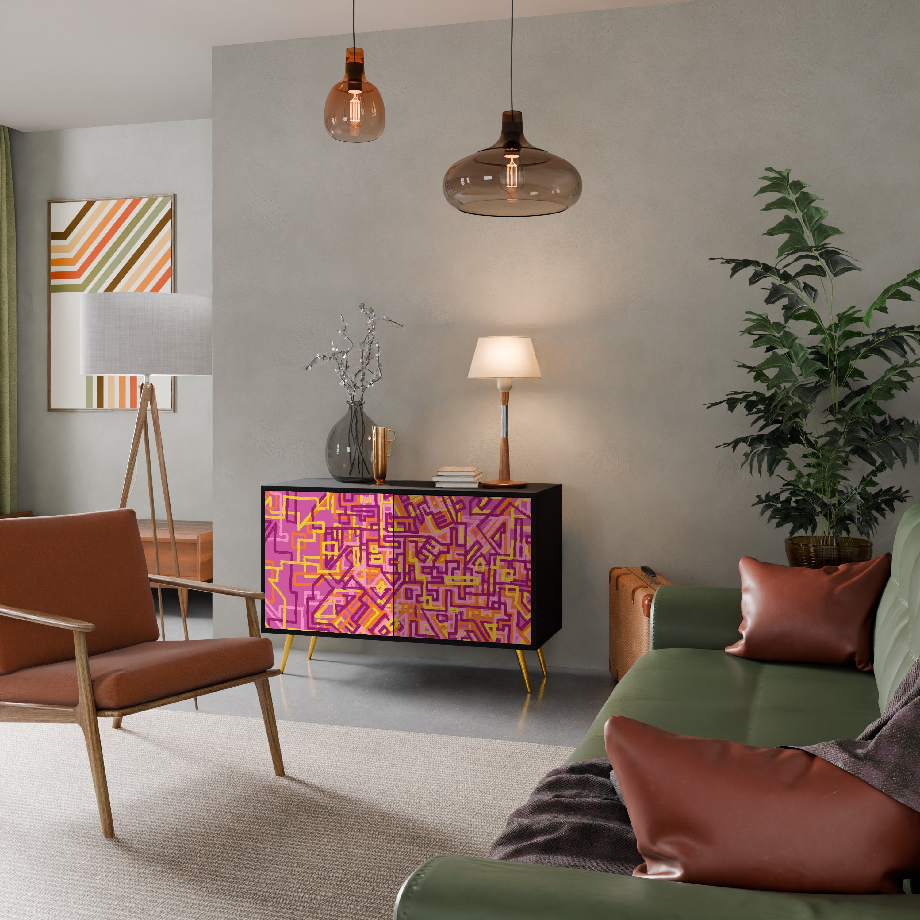 Buffet 2 portes LOVELY MEMORIES en finition noire