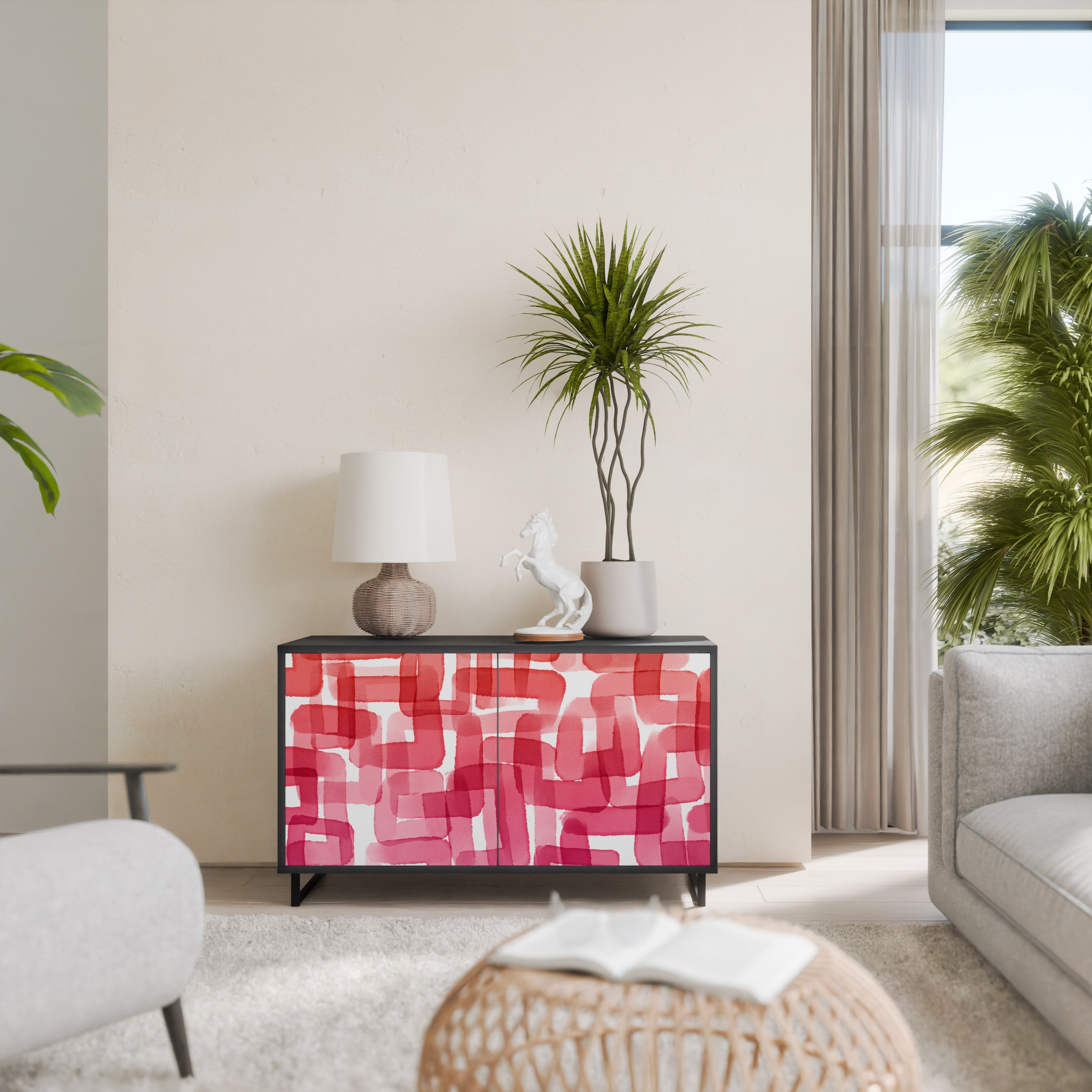 Buffet 2 portes KALEIDOSCOPIC CUBISM en finition noire