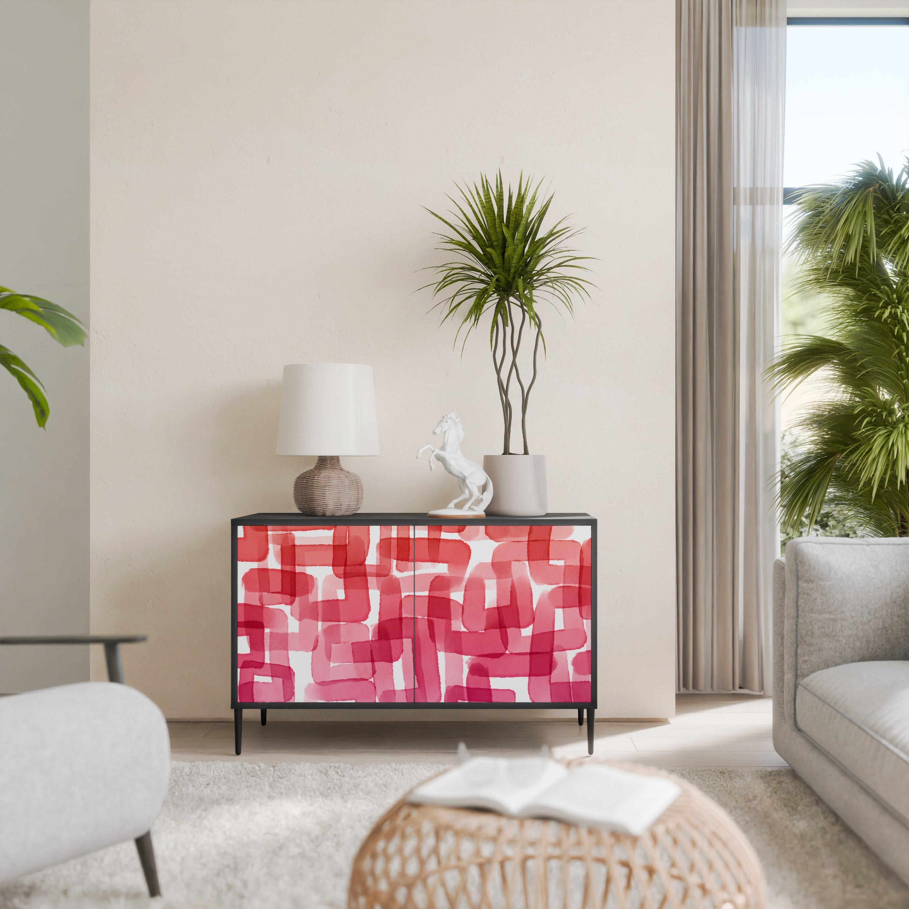 Buffet 2 portes KALEIDOSCOPIC CUBISM en finition noire