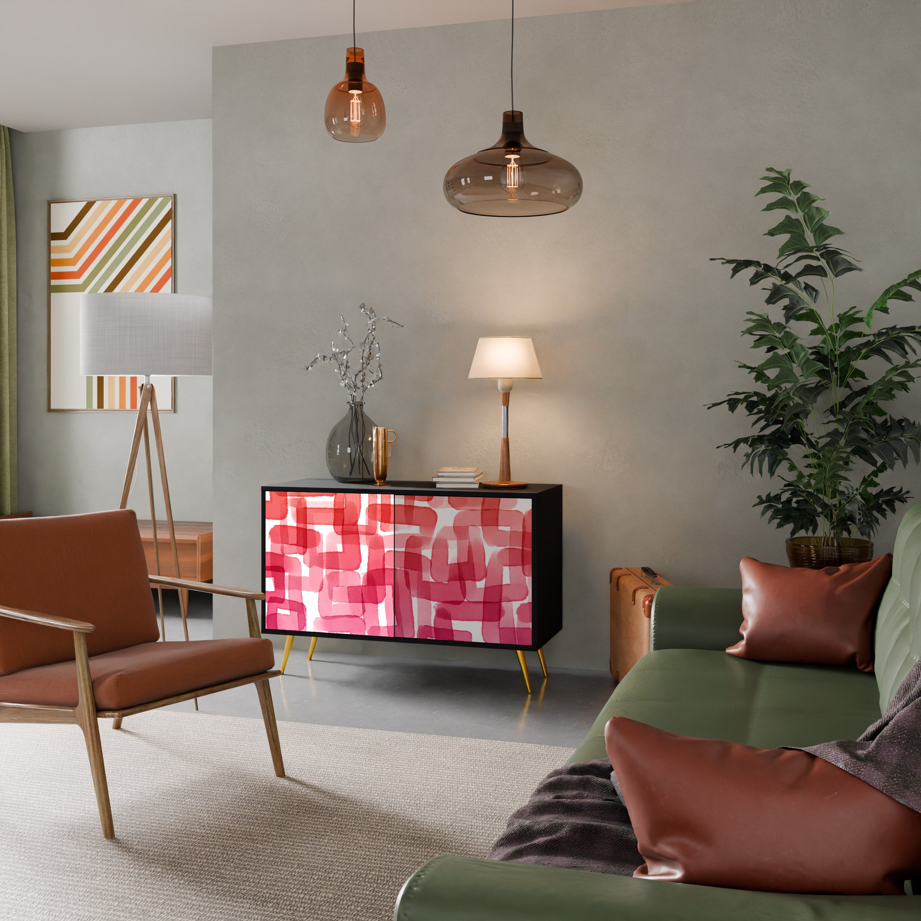 Buffet 2 portes KALEIDOSCOPIC CUBISM en finition noire