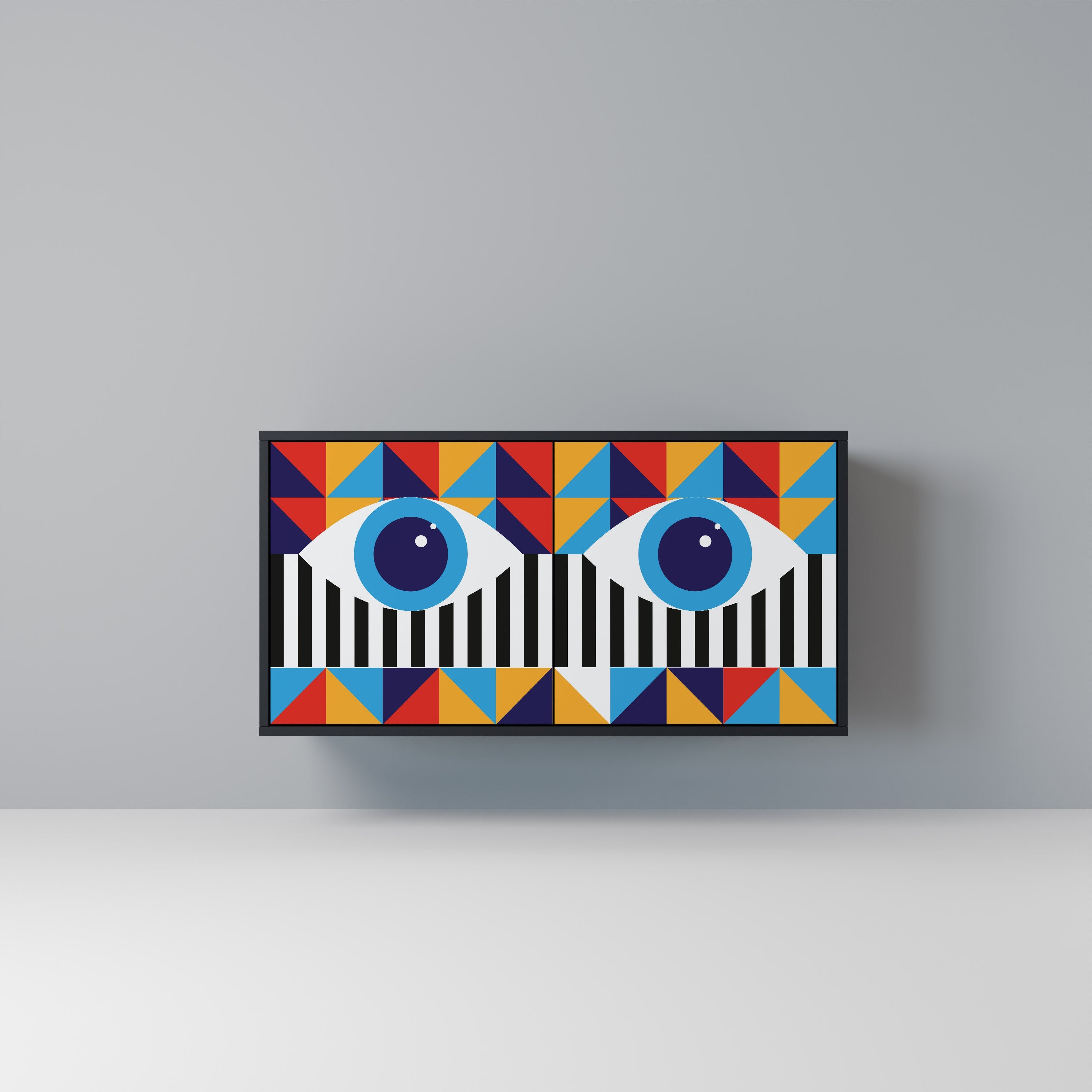 Buffet 2 portes ABSTRACTION ET GÉOMÉTRIE en finition noire