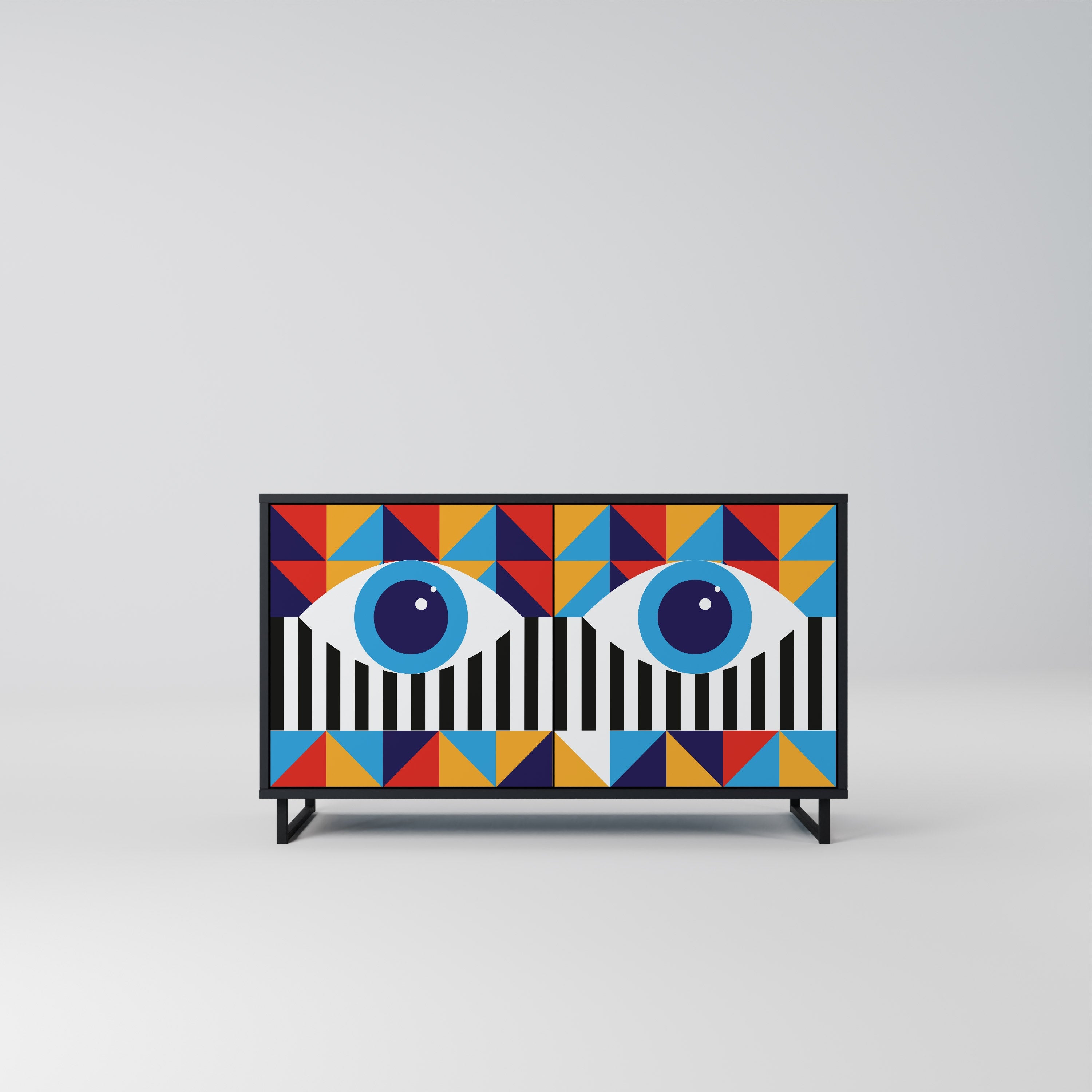 Buffet 2 portes ABSTRACTION ET GÉOMÉTRIE en finition noire