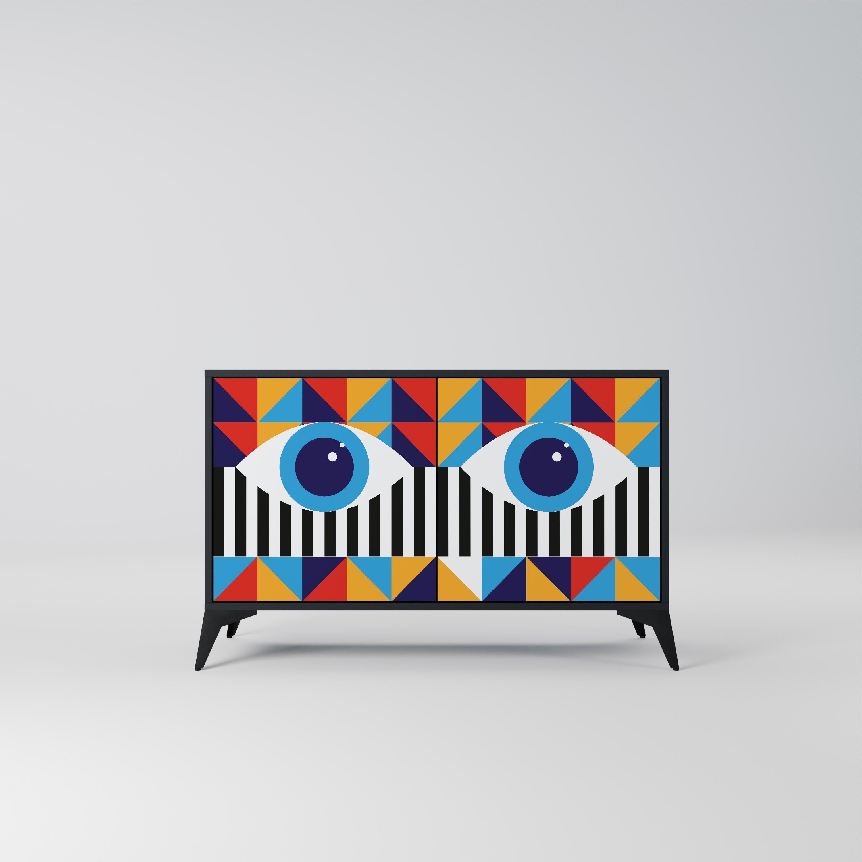 Buffet 2 portes ABSTRACTION ET GÉOMÉTRIE en finition noire