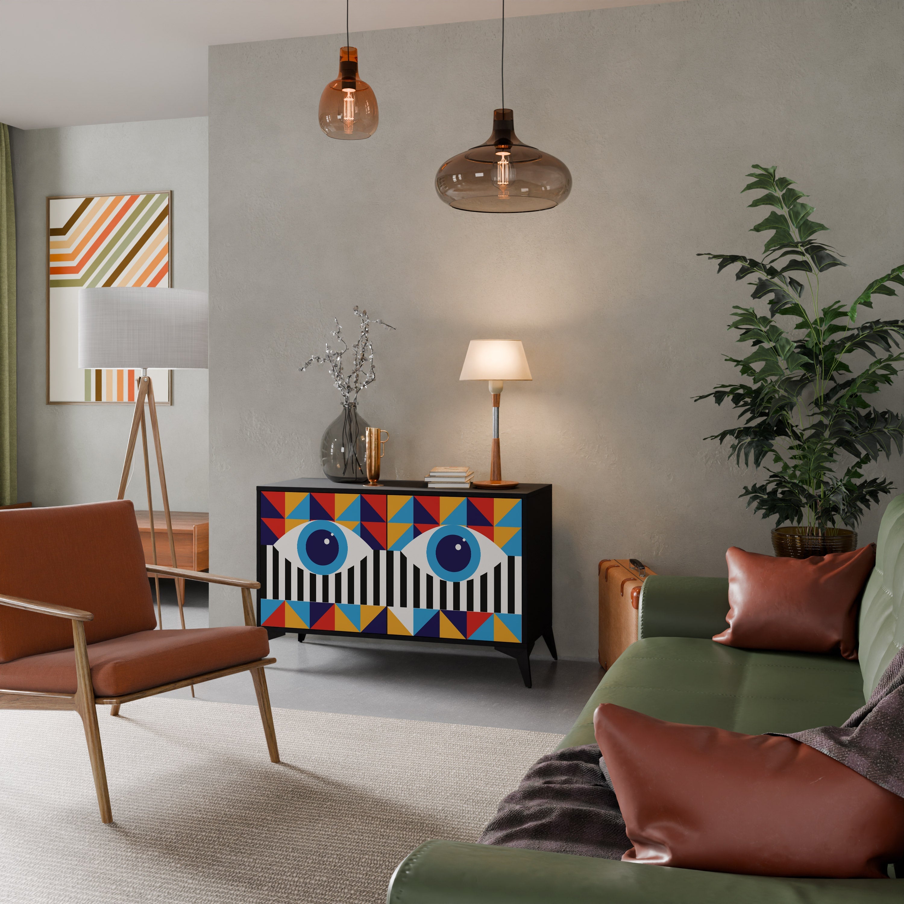 Buffet 2 portes ABSTRACTION ET GÉOMÉTRIE en finition noire