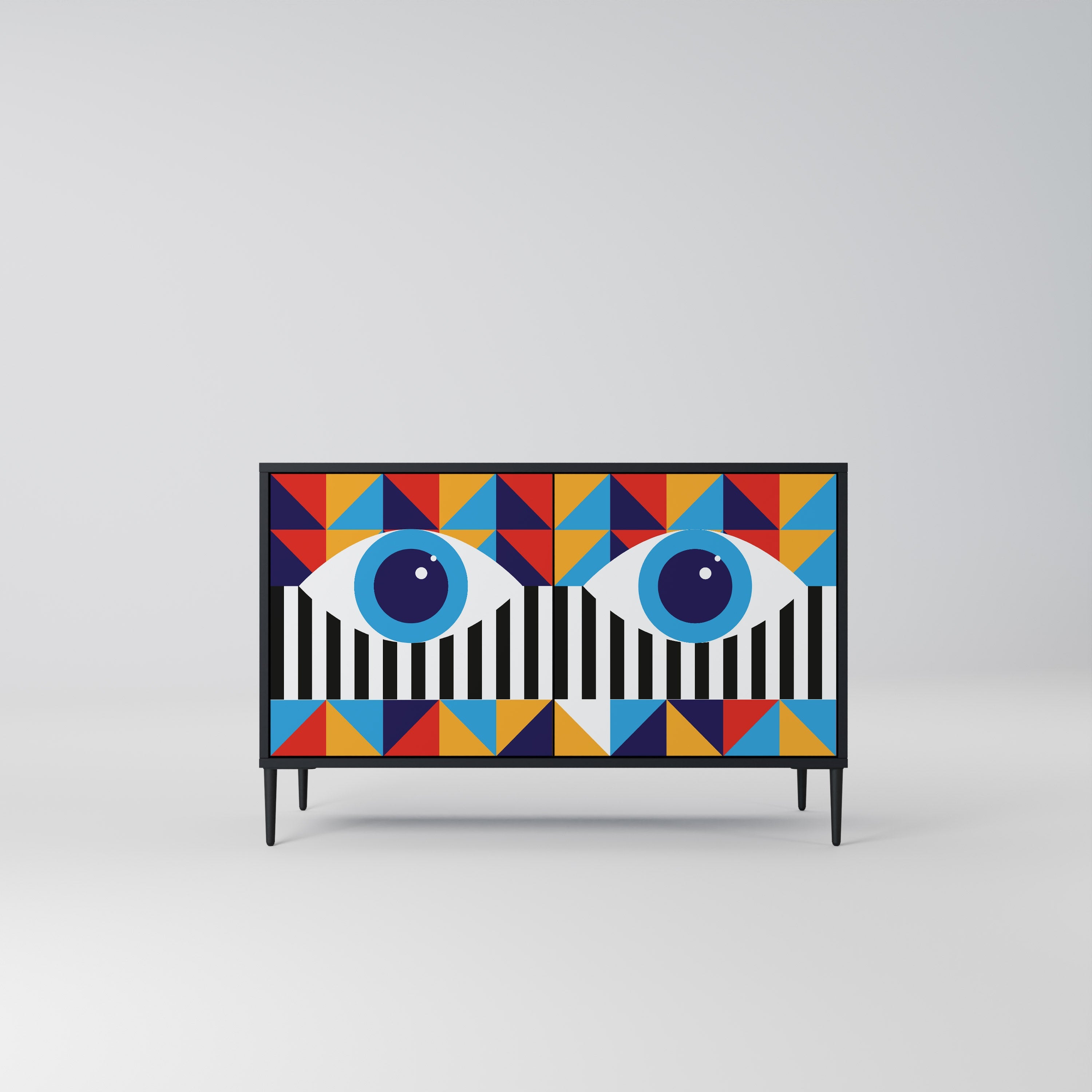 Buffet 2 portes ABSTRACTION ET GÉOMÉTRIE en finition noire