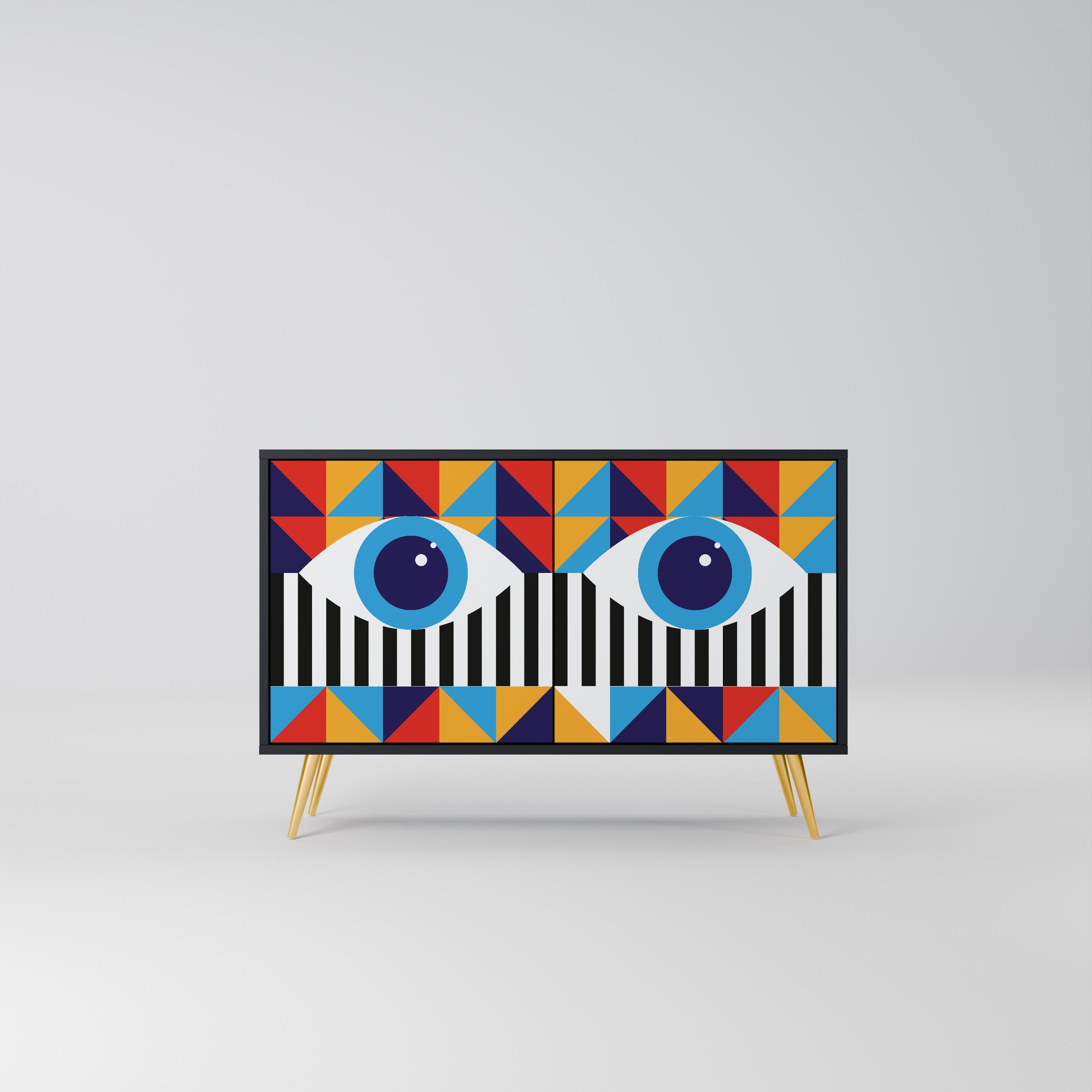 Buffet 2 portes ABSTRACTION ET GÉOMÉTRIE en finition noire