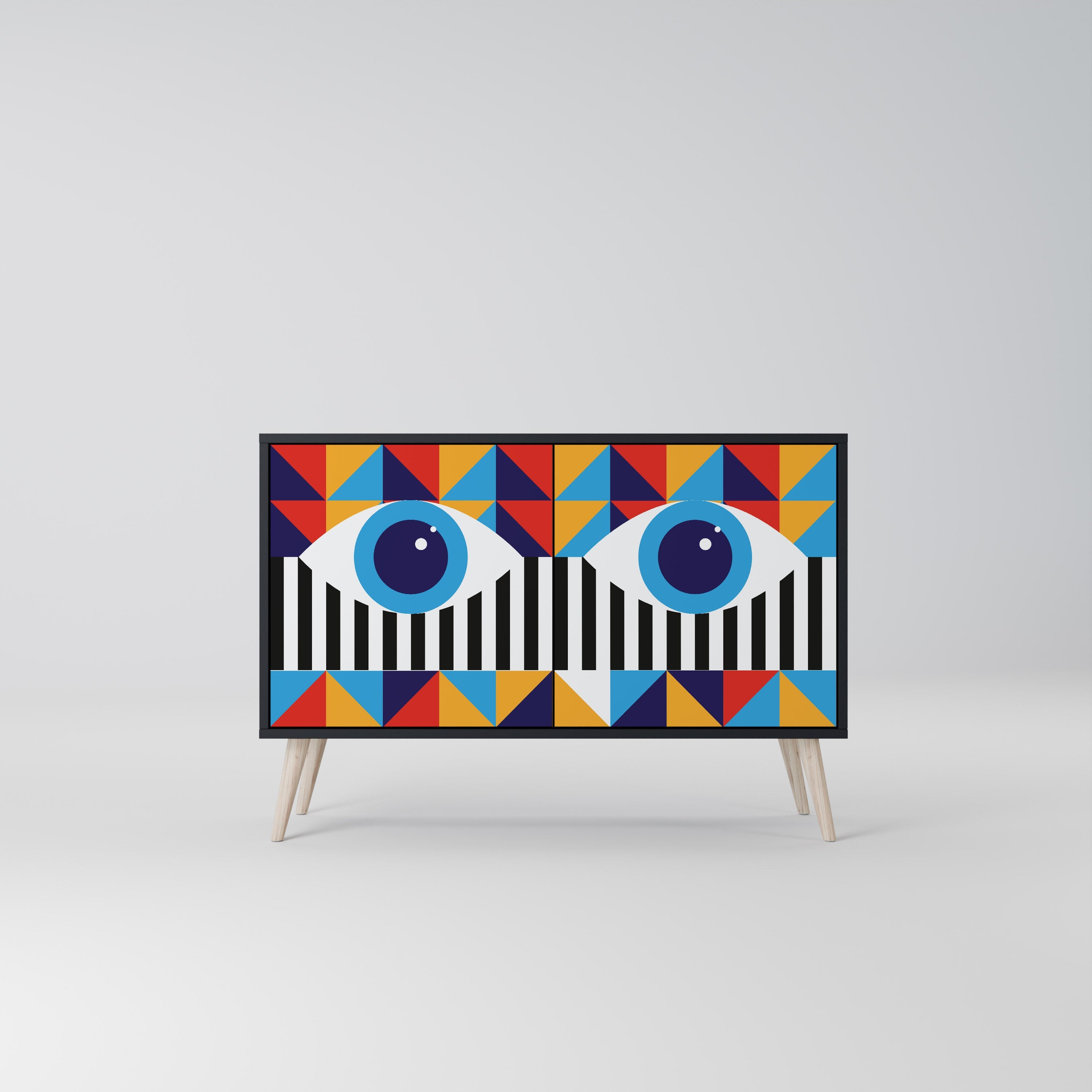 Buffet 2 portes ABSTRACTION ET GÉOMÉTRIE en finition noire