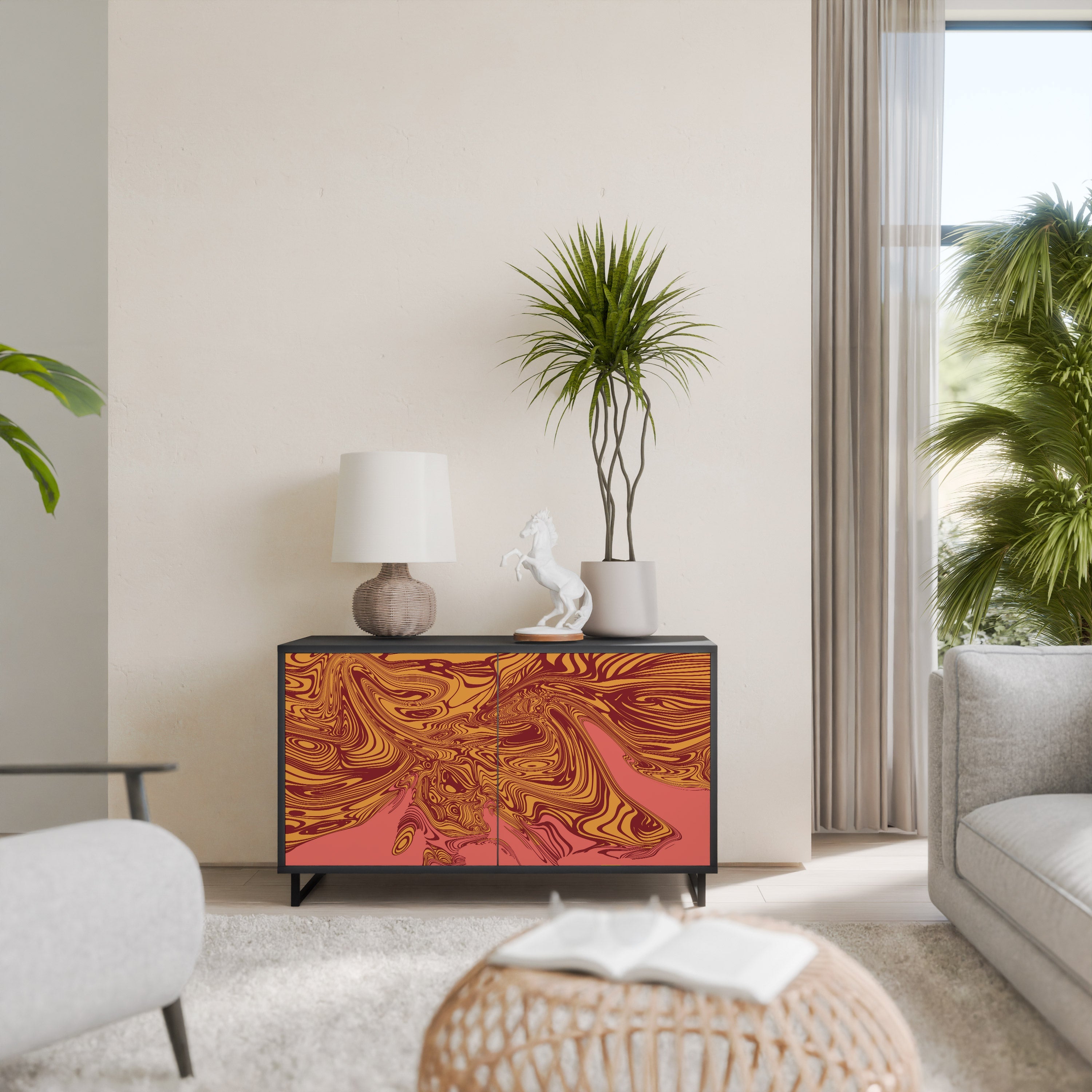 Buffet 2 portes FLOATING THOUGHTS en finition noire